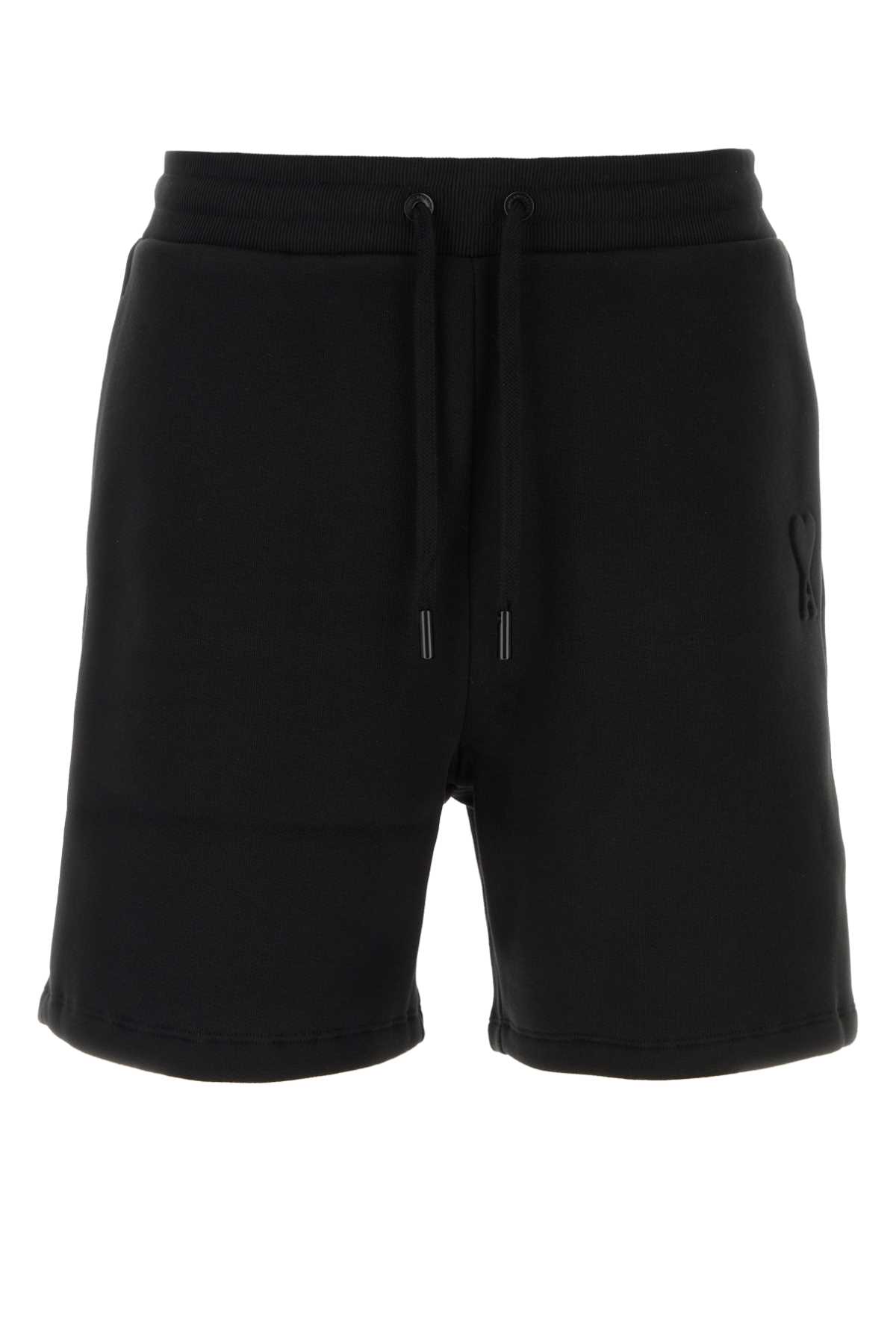 Shop Ami Alexandre Mattiussi Black Cotton Blend Bermuda Shorts