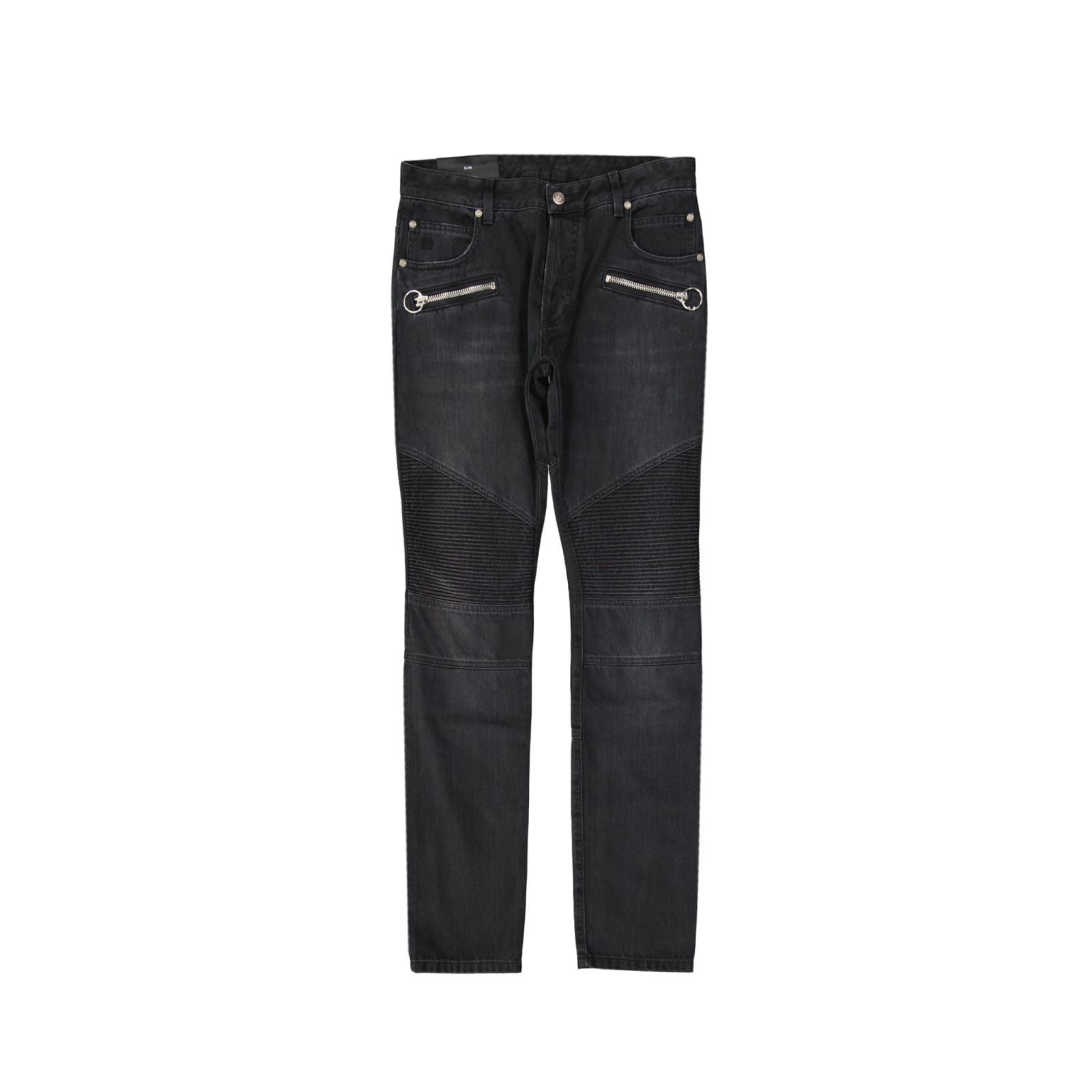 Shop Balmain Cotton Slim Denim Jeans In Black