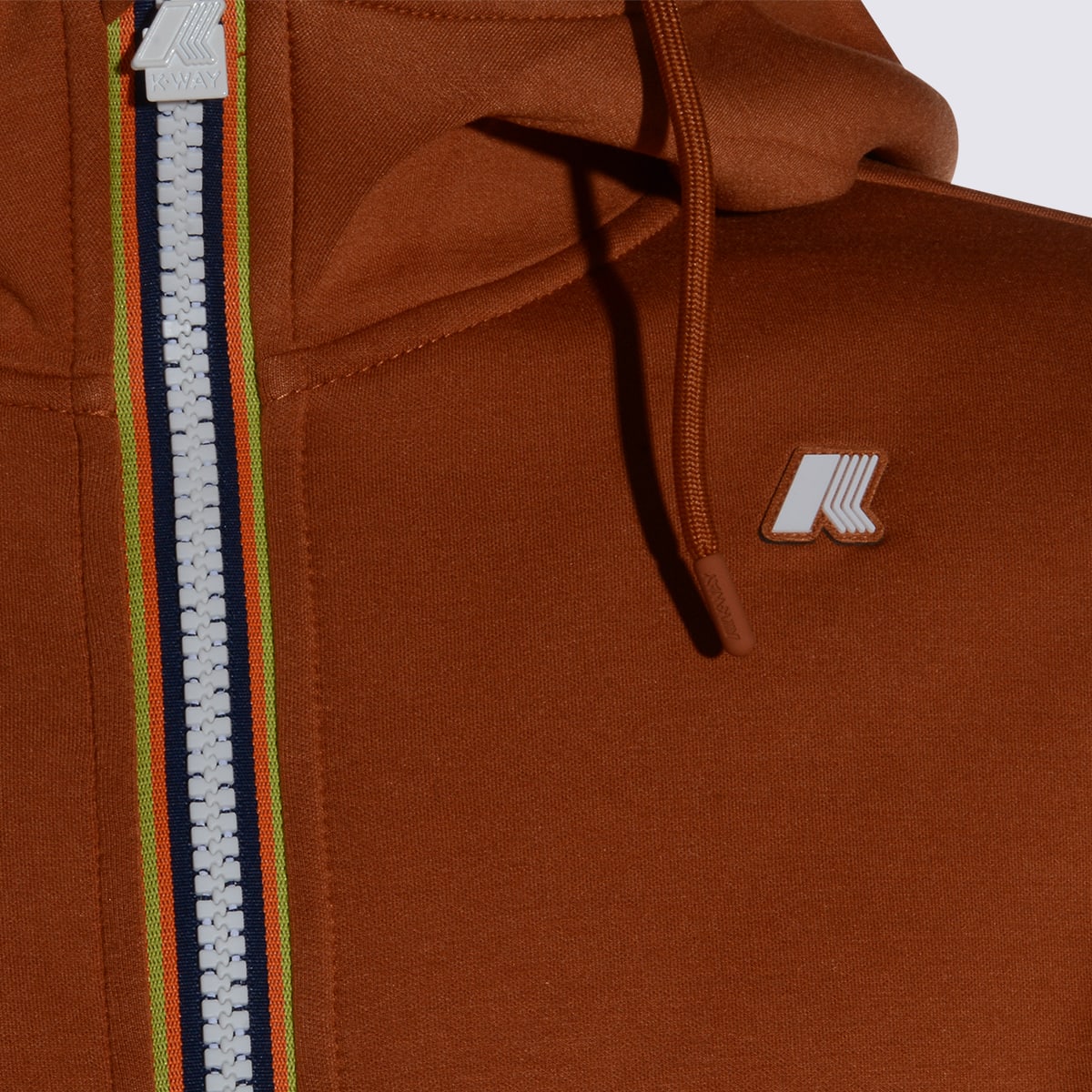 K-way Relaxed Fit Hooded Jacket With Ribbed Cuffs And Hem In Brown