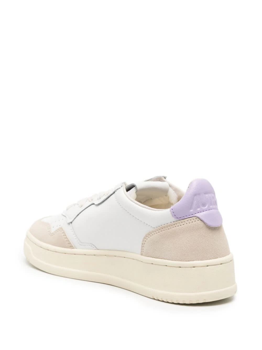 Shop Autry Medalist Low Sneakers In White And Lilac Suede And Leather