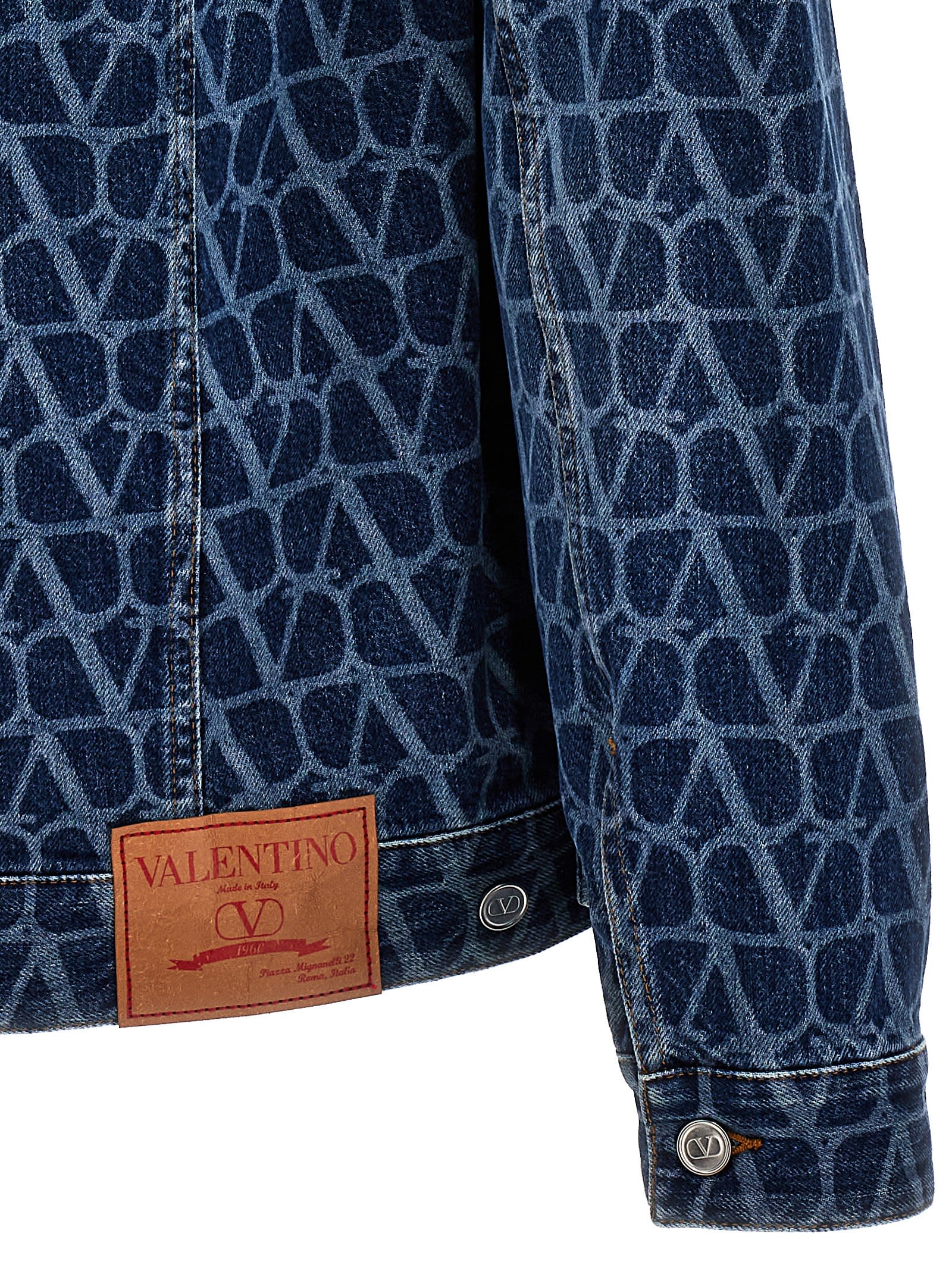 Shop Valentino Toile Iconographe  Denim Jacket In Blue