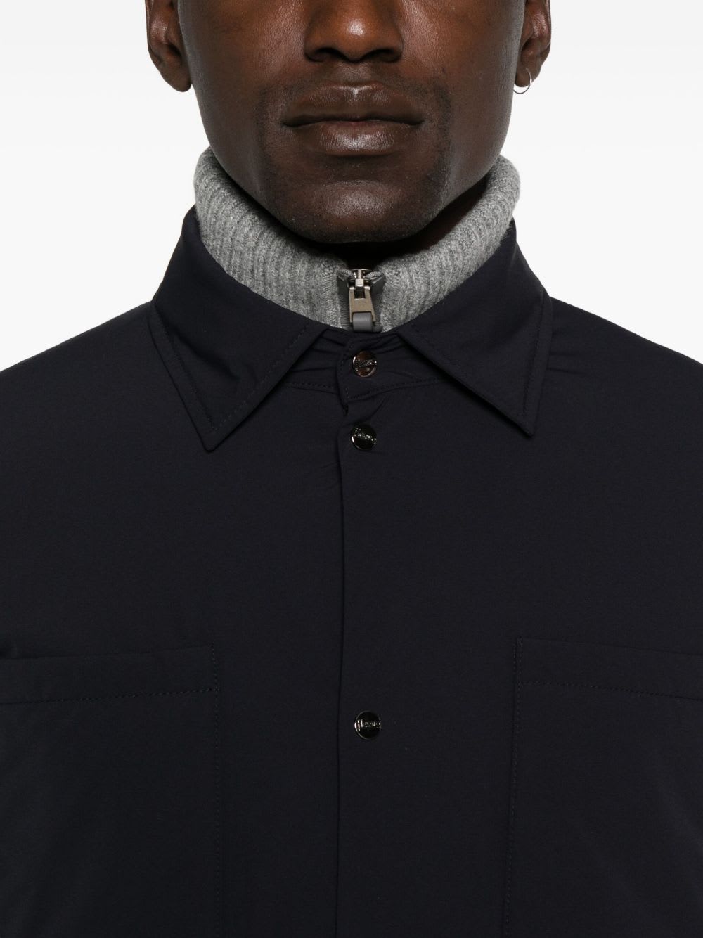 Herno Tailored Jacket With Chest Pockets And Long Sleeves In Blue