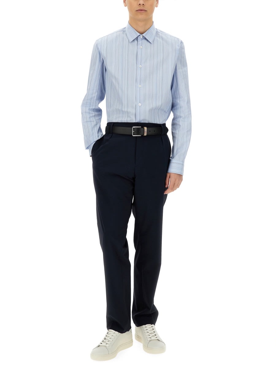 Paul Smith Slim-fit Pale Blue 'signature Stripe' Cotton Shirt In Azure