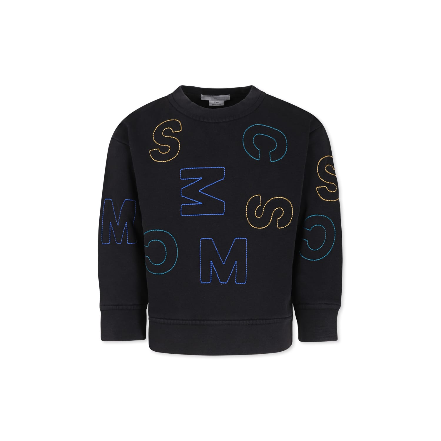 Stella Mccartney Black Sweatshirt For Boy With Logo In Black
