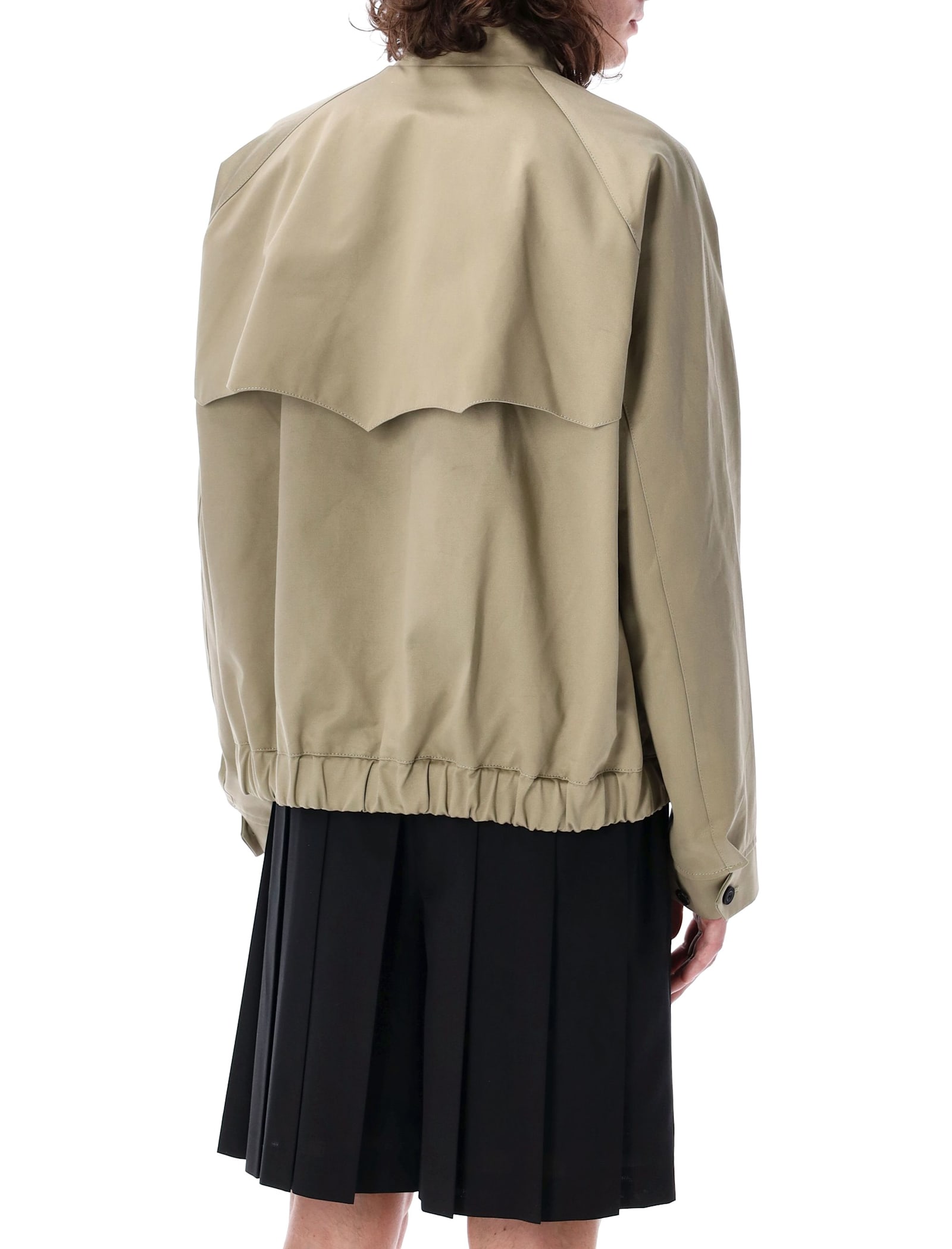 Sacai Bomber Jacket With Elasticated Hem And Front Pockets In Beige