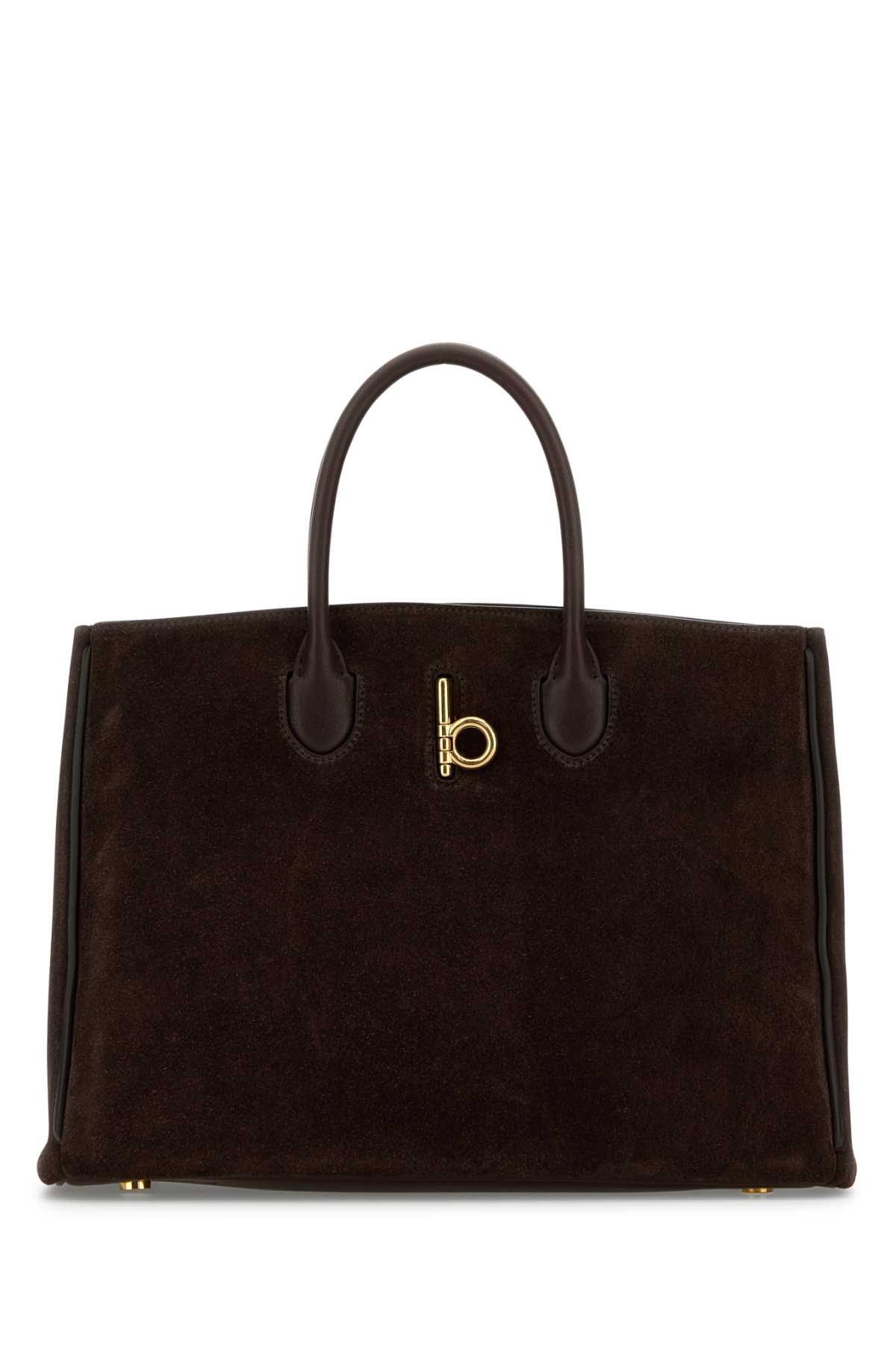 Burberry Brown Suede Small Rocking Horse Handbag In Darkbrown