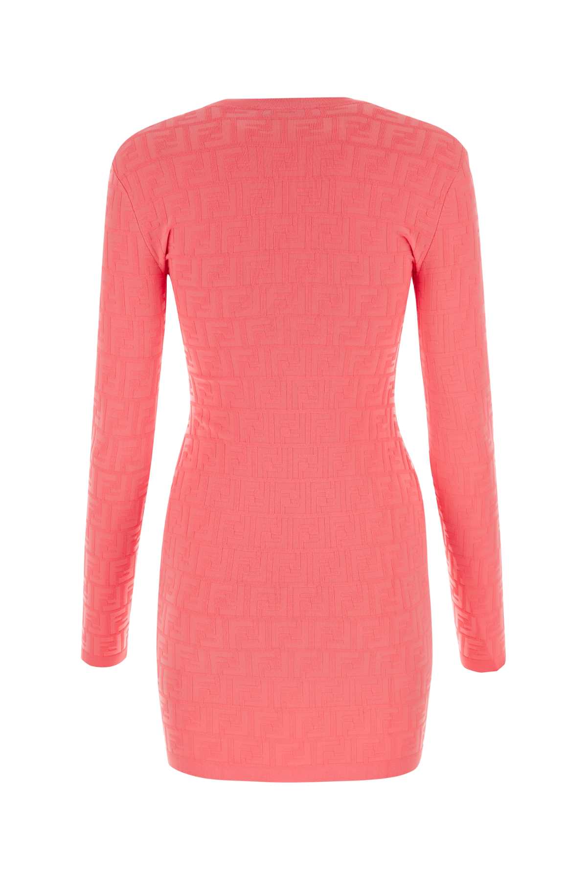 Shop Fendi Fluo Pink Viscose Blend Mini Dress In Kissed