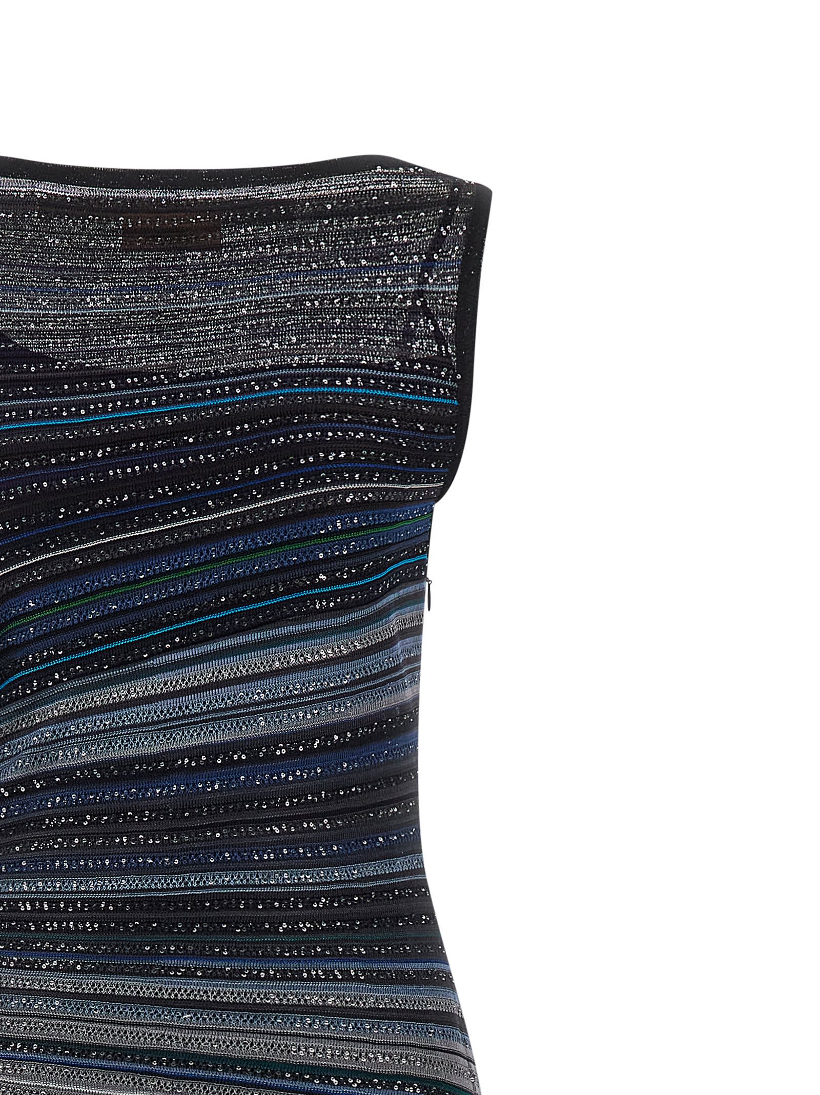 Missoni Long Boat-neck Dress In Striped Knit In Multi