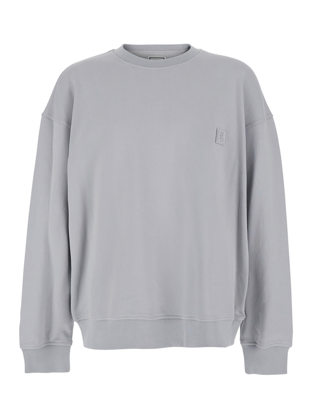 Wooyoungmi Grey Crewneck Sweatshirt With Dropped Shoulders And Floral Motif On The Rear In Cotton Man In Gray