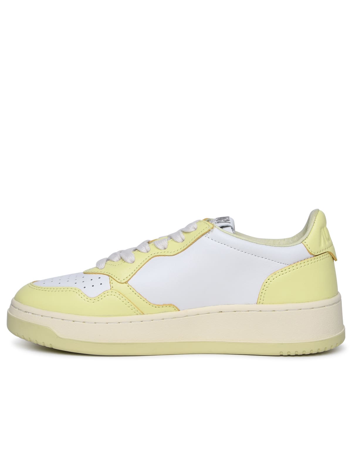 Shop Autry Medalist Yellow Leather Sneakers In White/lime Yl