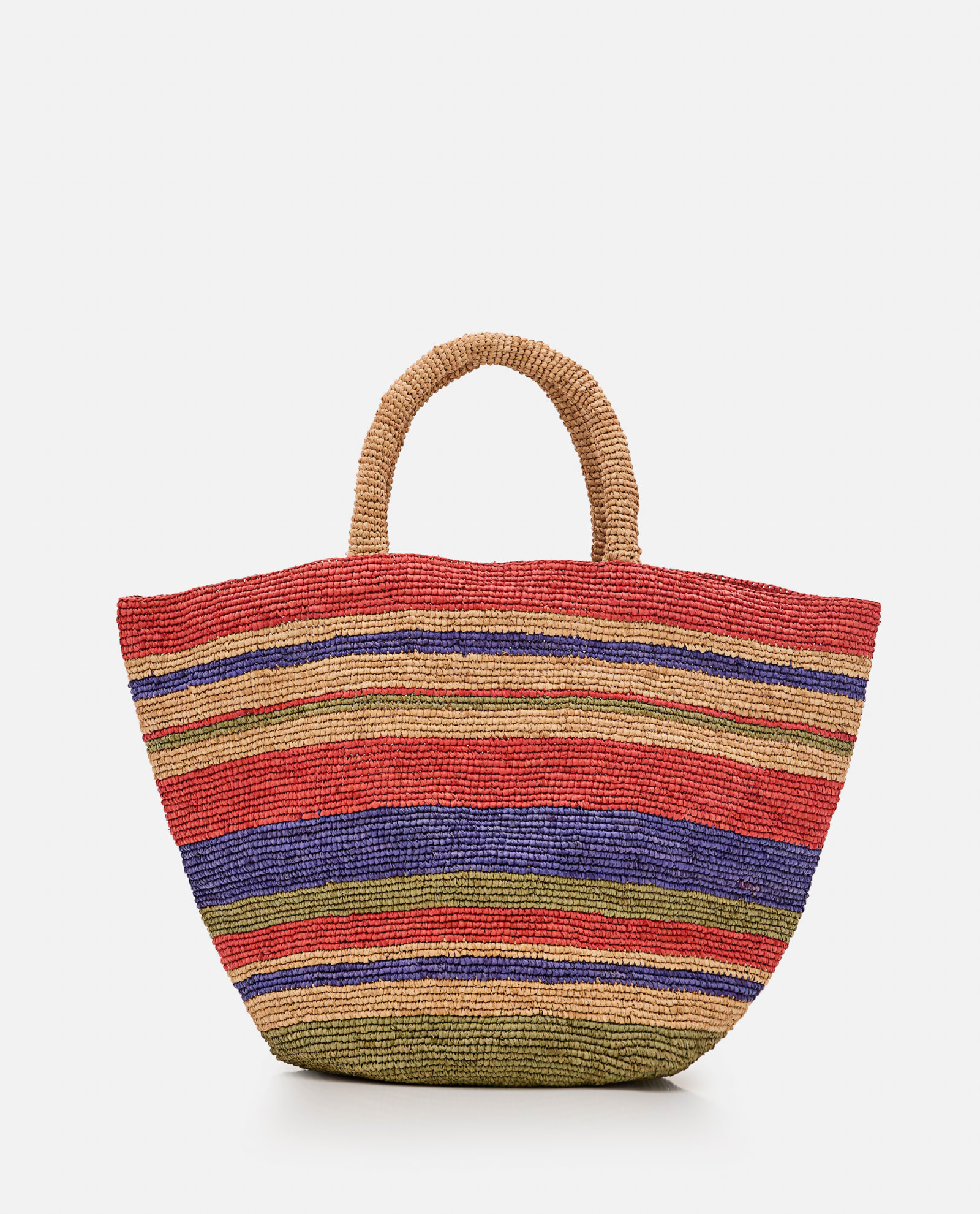 Shop Manebi Striped Raffia Tote Bag In Multicolour