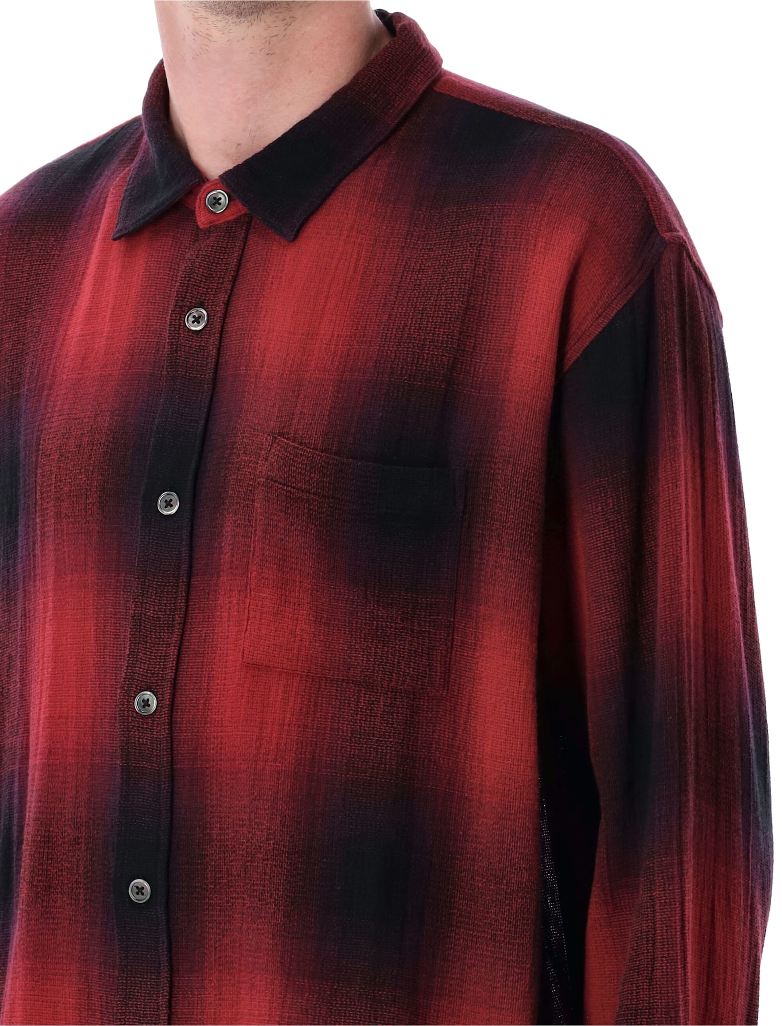 Stussy Loose Weave Plaid Shirt In Red