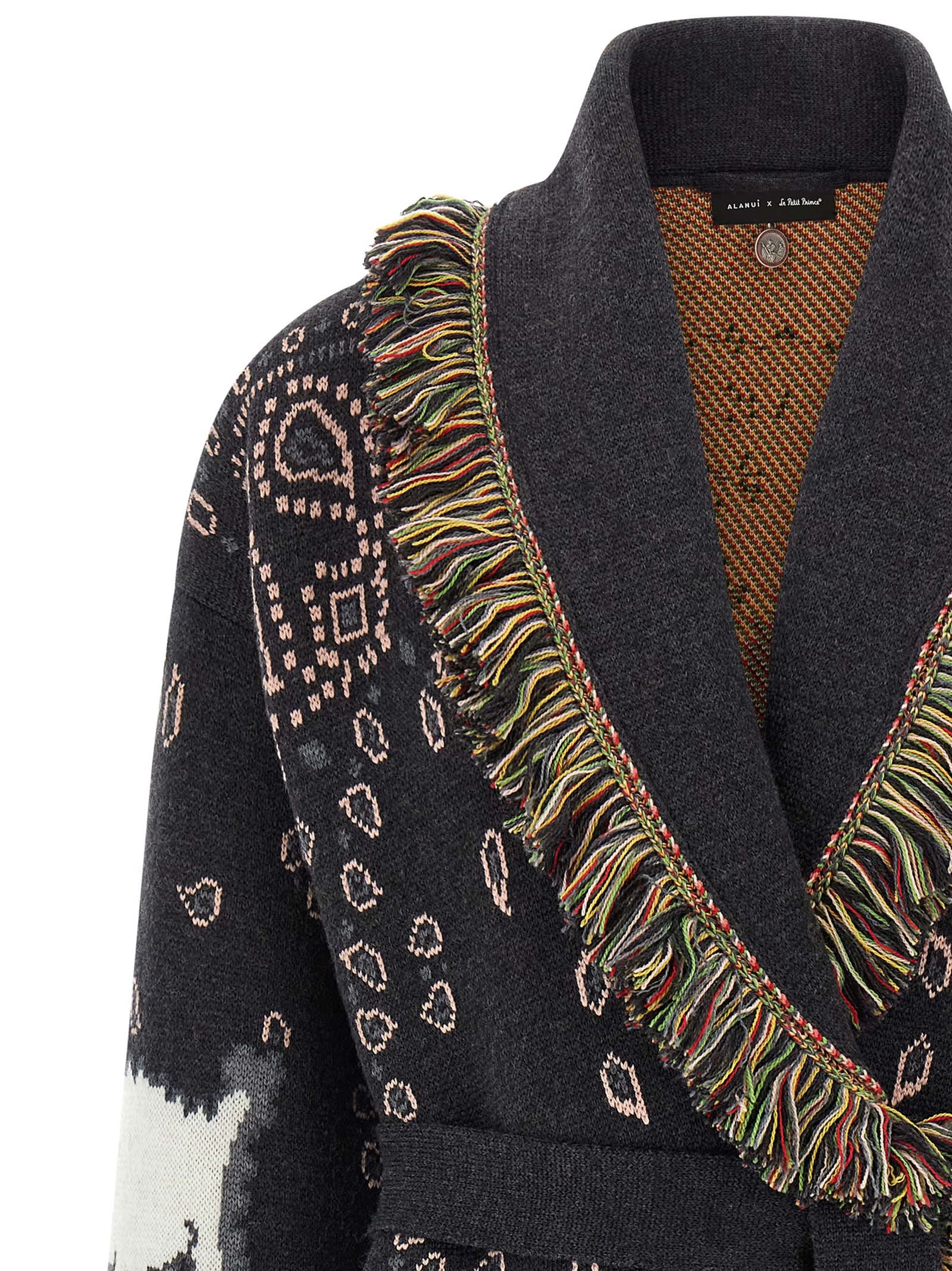 Alanui Embroidered Wool The Little Prince Cardigan In Gray