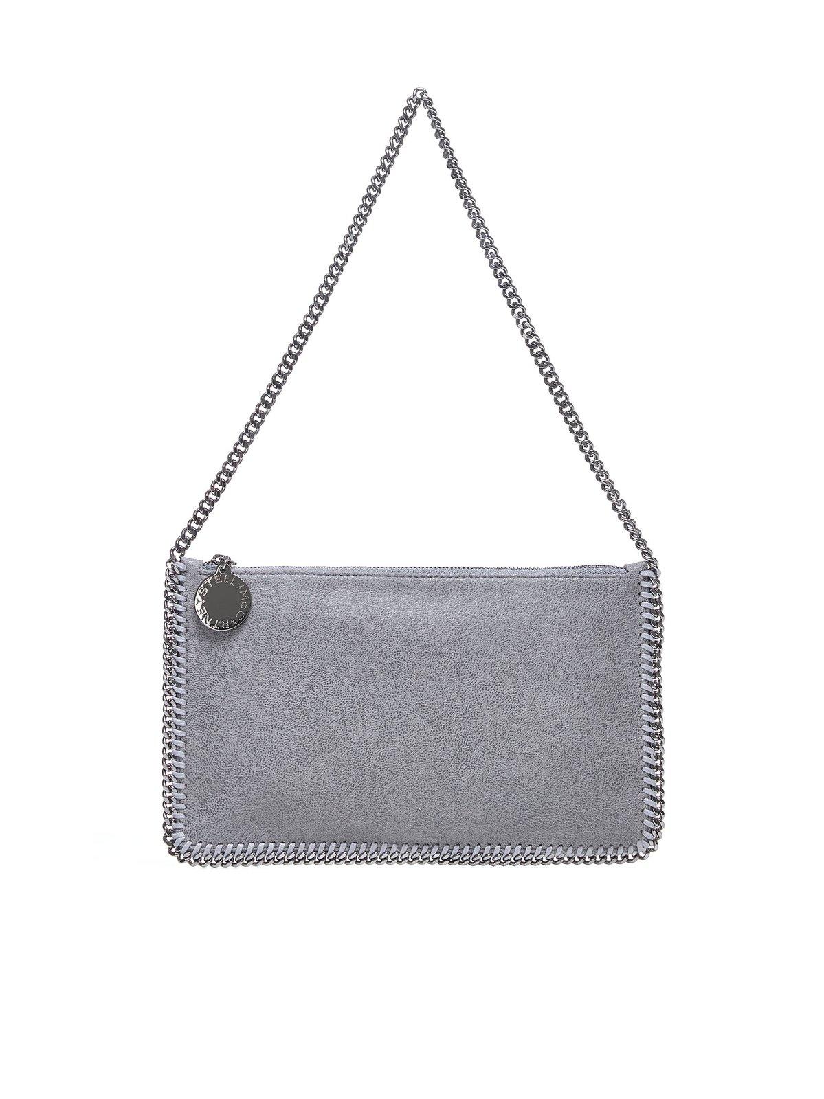 Stella Mccartney Falabella Logo Charmed Shoulder Bag In Gray