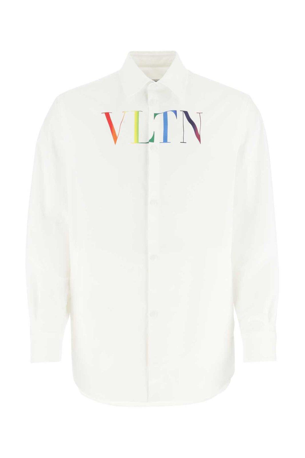Valentino Vltn Logo Printed Long-sleeved Shirt