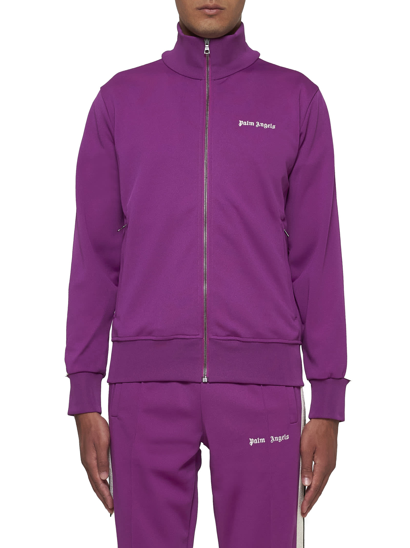 Shop Palm Angels Sweater In Purple Off White