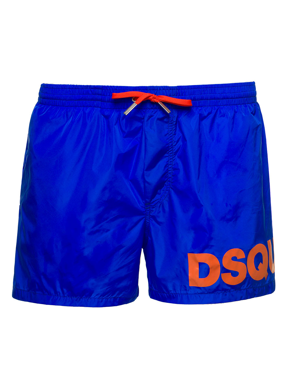 DSQUARED2 BLUE SWIM TRUNKS WITH LOGO PRINT IN POLYAMMIDE MAN