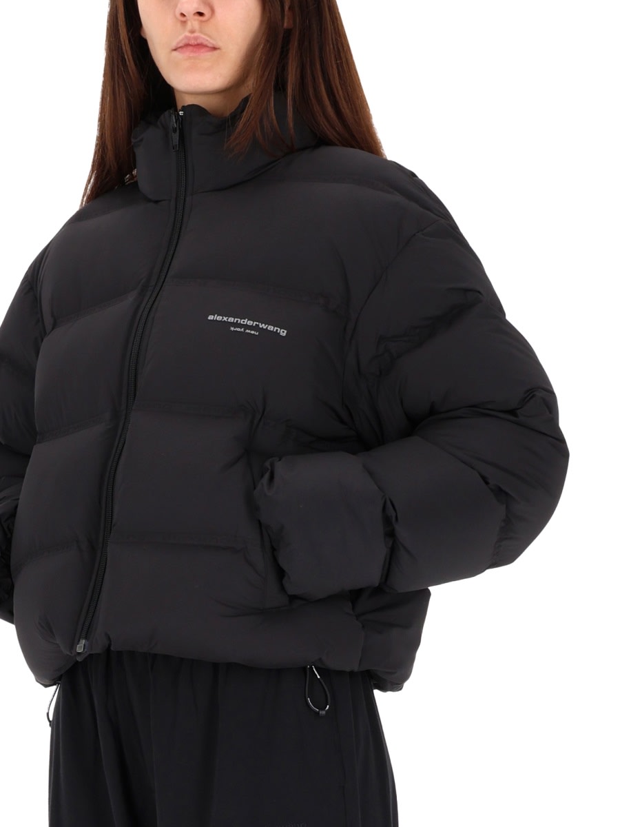 Alexander Wang Cropped Jacket With Logo In Black