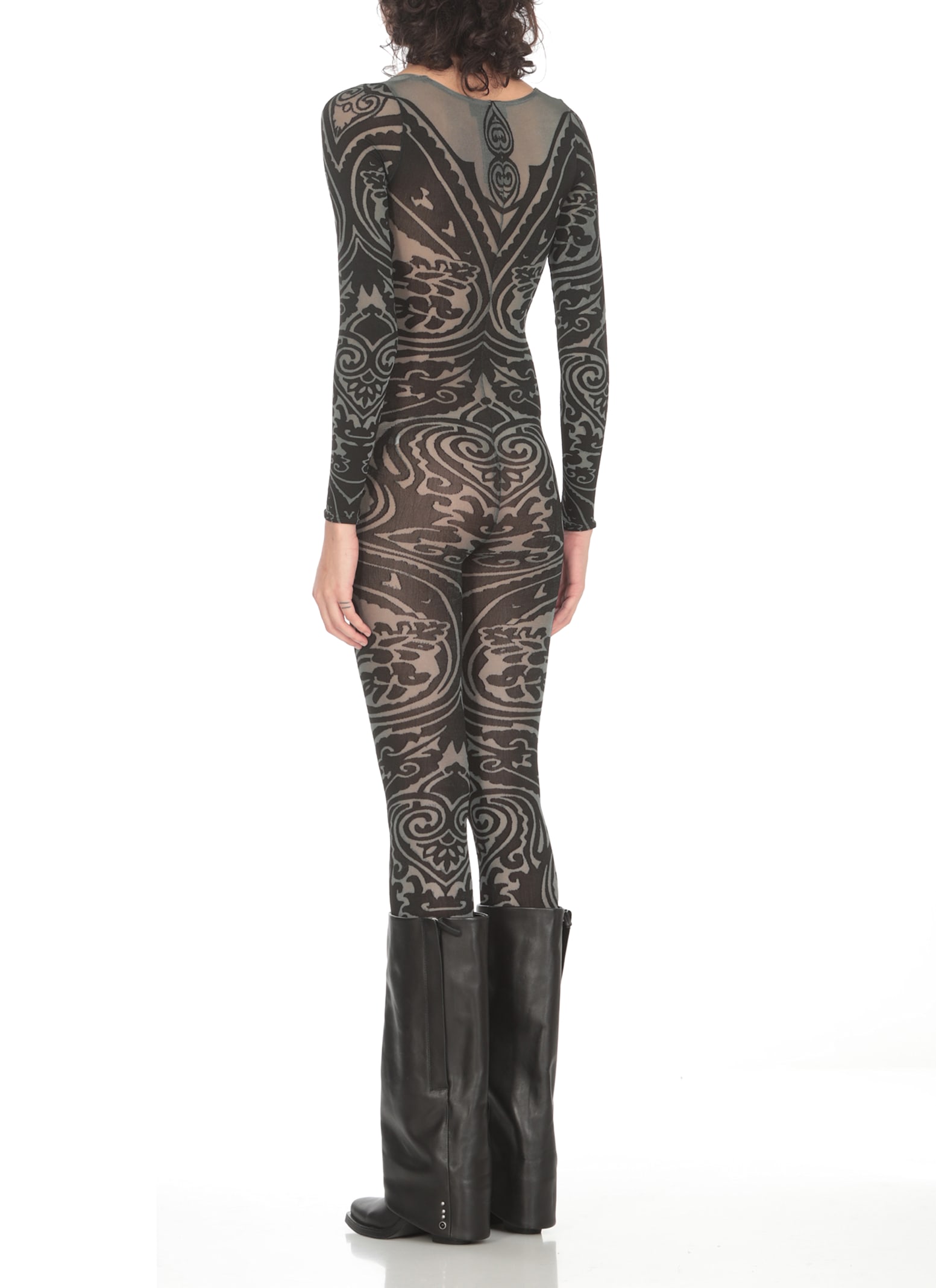 Shop Etro Paisley Tattoo Bodysuit In Brown