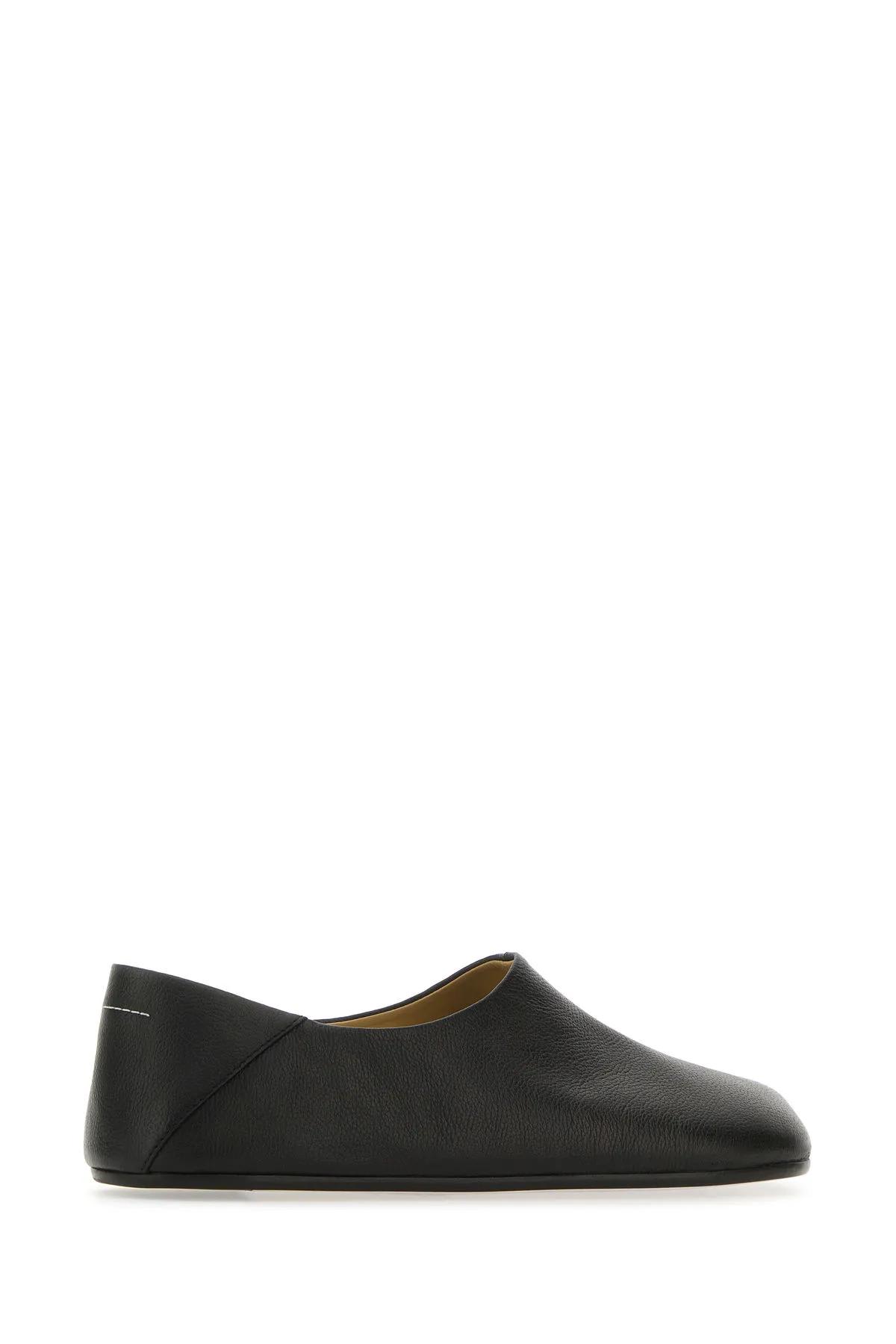 Shop Mm6 Maison Margiela Black Leather Loafers