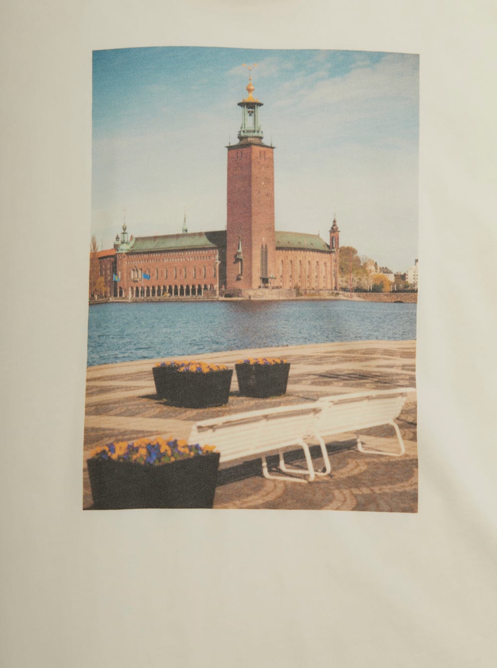 Mini Rodini City Hall White Crewneck T-shirt With Maxi Print On The Front In Cotton Boy In White