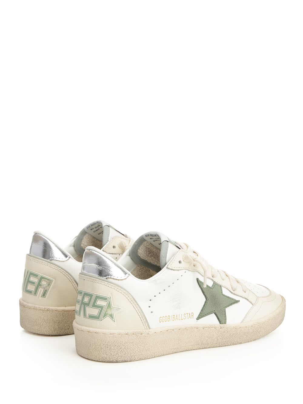 Golden Goose Ballstar Leather Upper Toe And Spur Nabuk Star Laminated Heel In White
