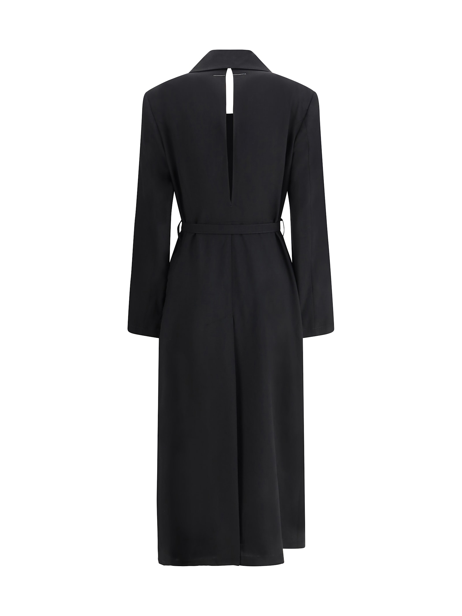 Mm6 Maison Margiela Wool Trenchcoat Enhanced For Movement In Black