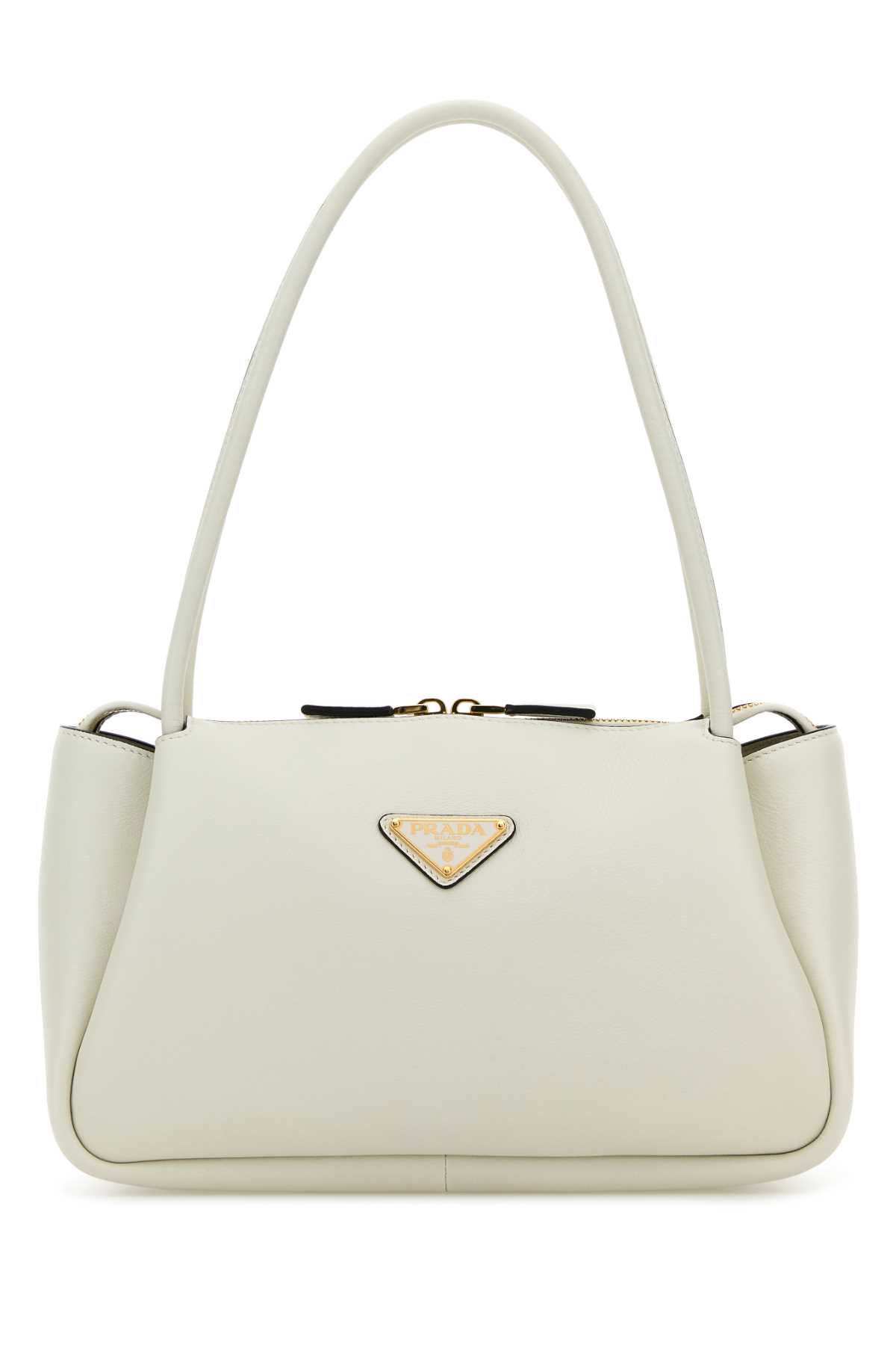 Shop Prada White Leather Medium Handbag In Biancon