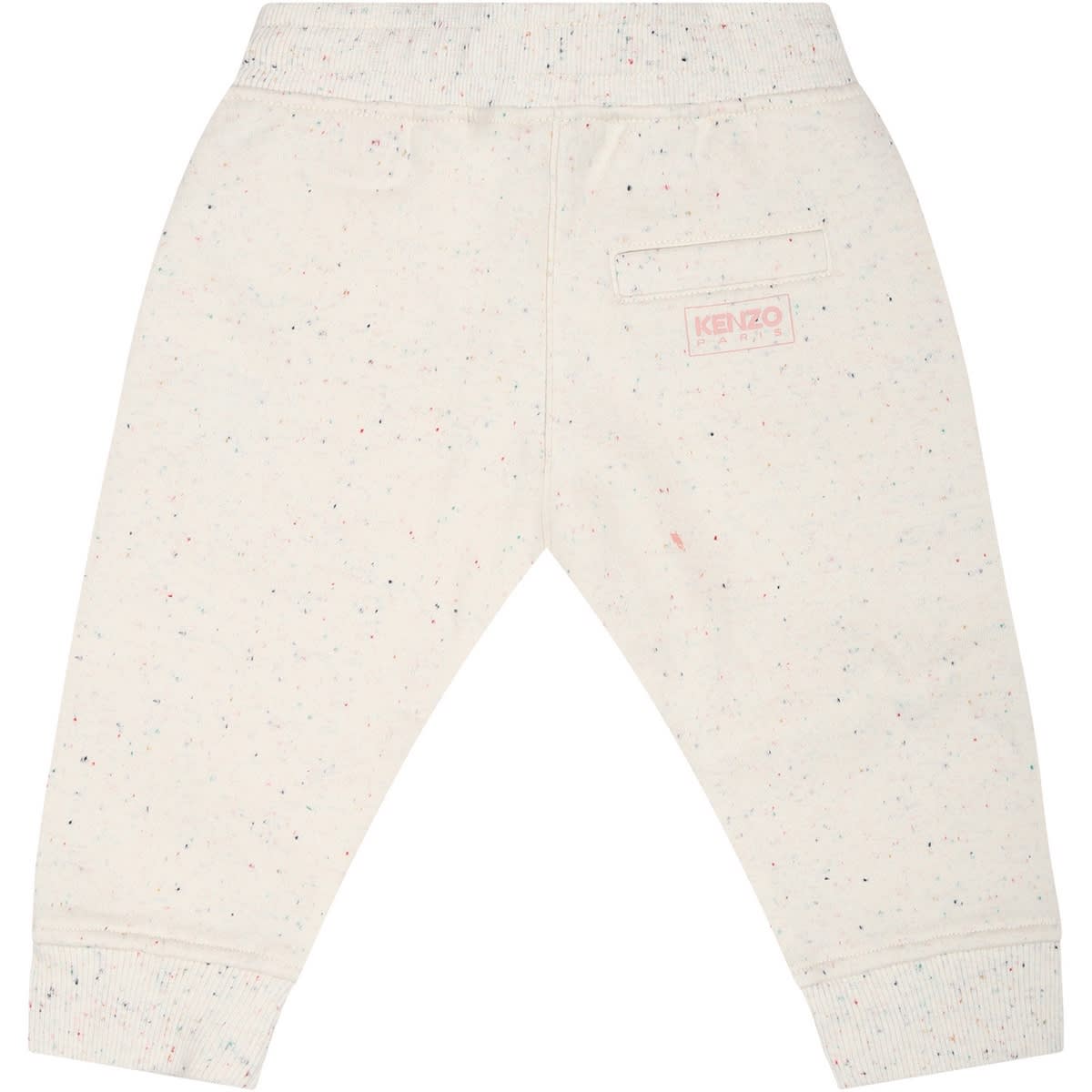 Shop Kenzo Ivory Trousers For Baby Girl