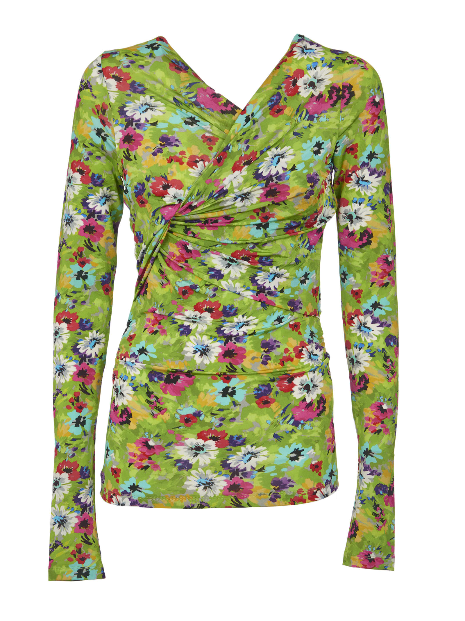 MSGM Twisted Floral Print Blouse