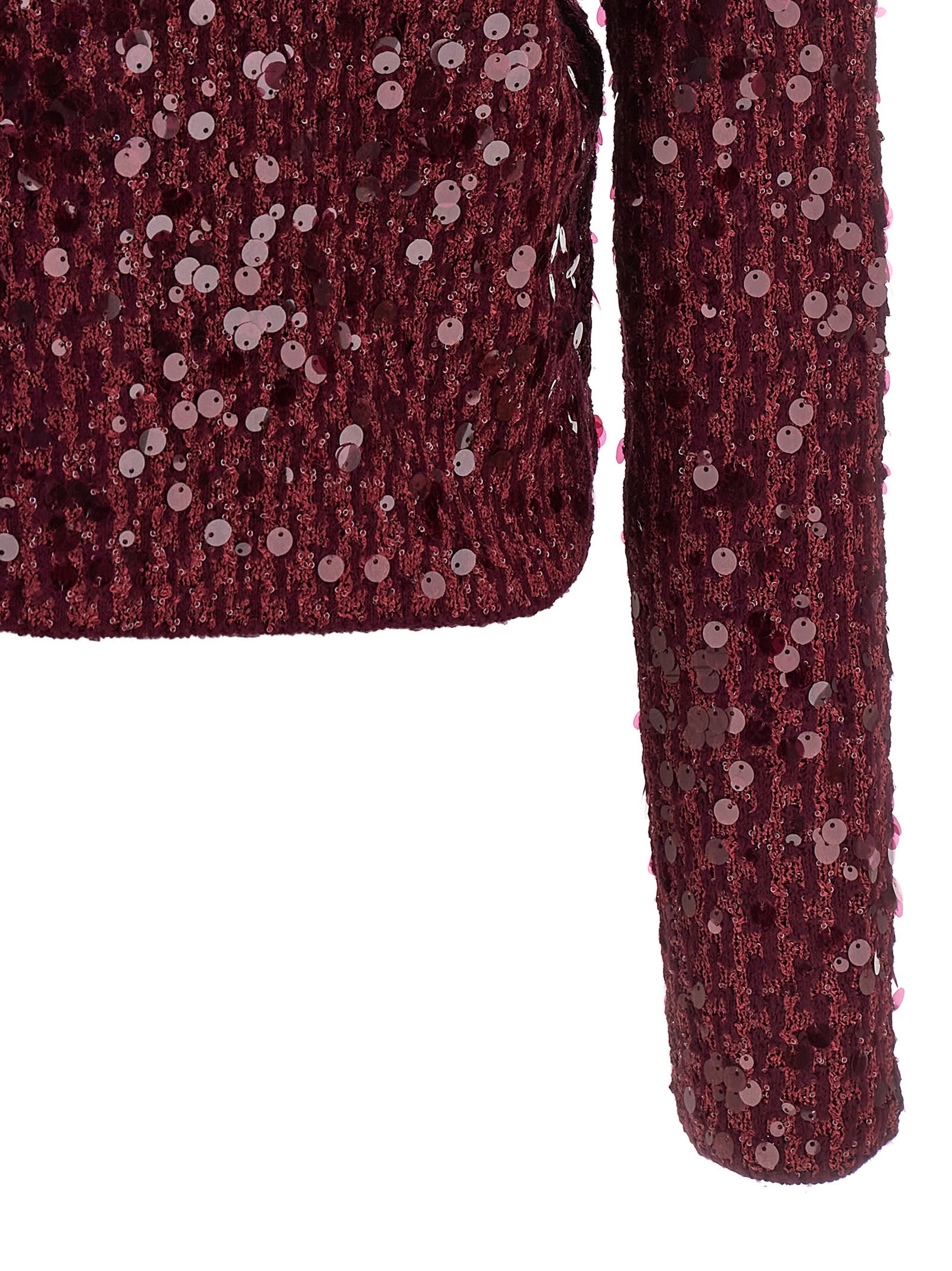 Pinko Long-sleeved Cardigan In Burgundy