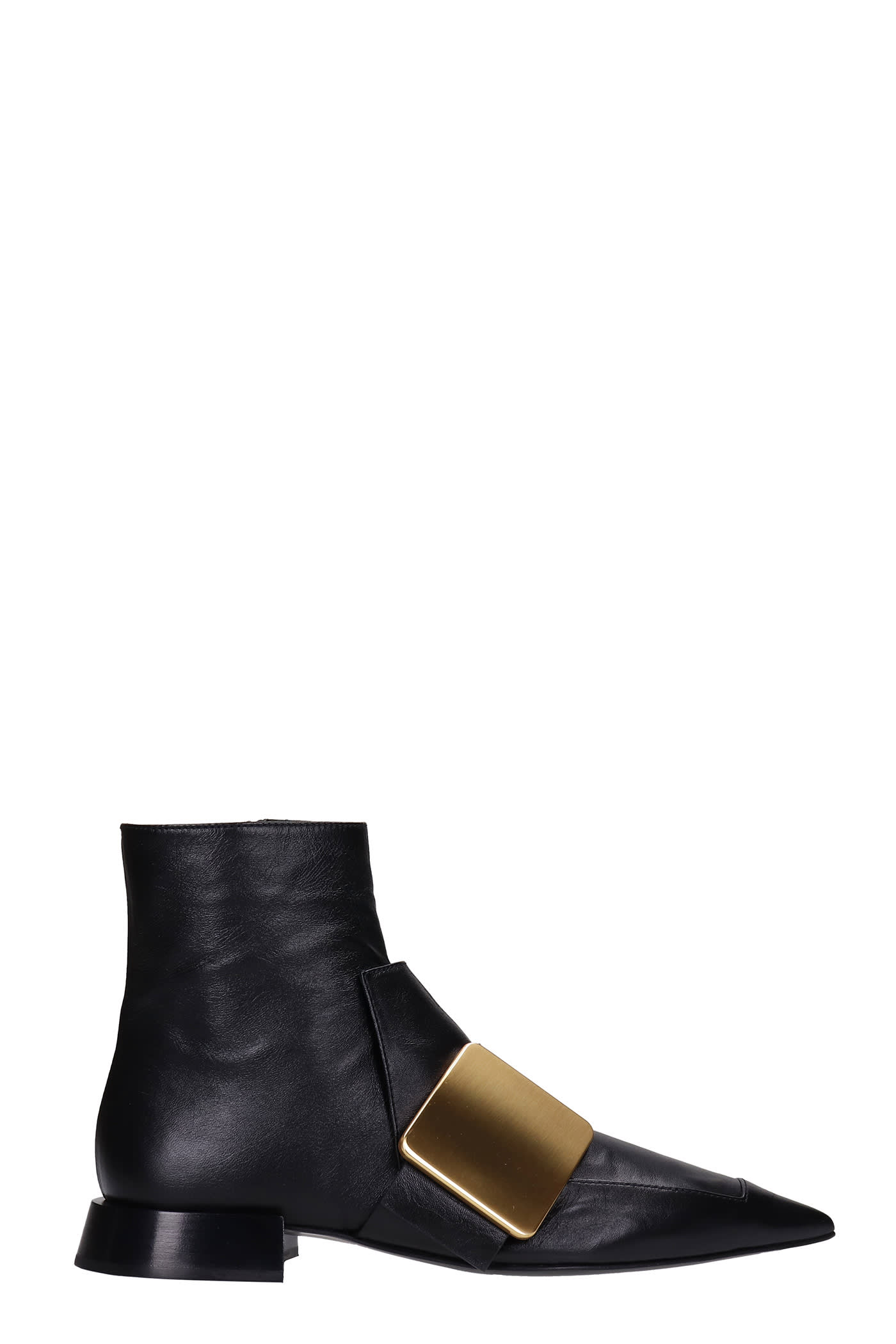 Jil Sander Low Heels Ankle Boots In Black Leather