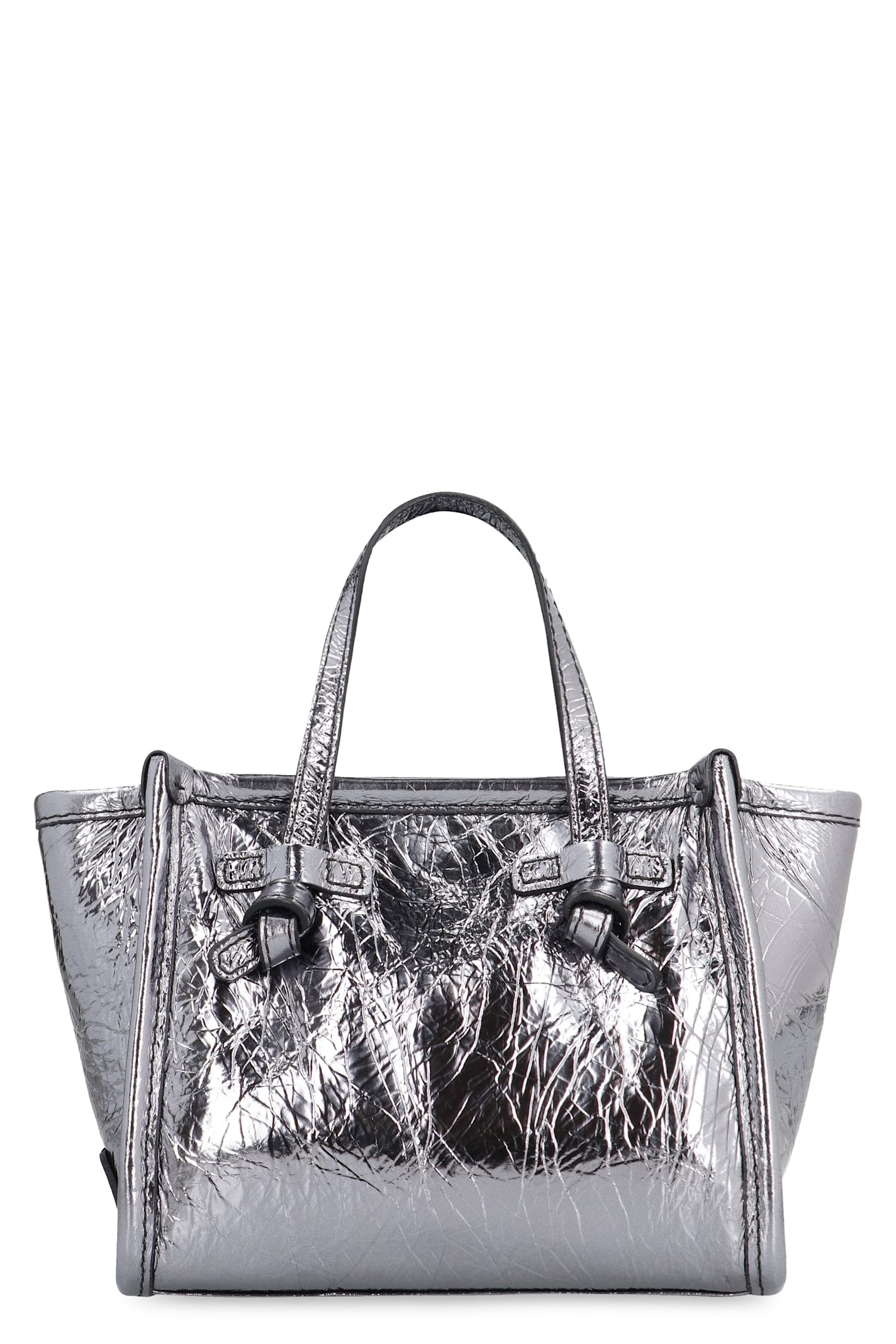 Shop Gianni Chiarini Marcella Smooth Leather Tote Bag In Silver