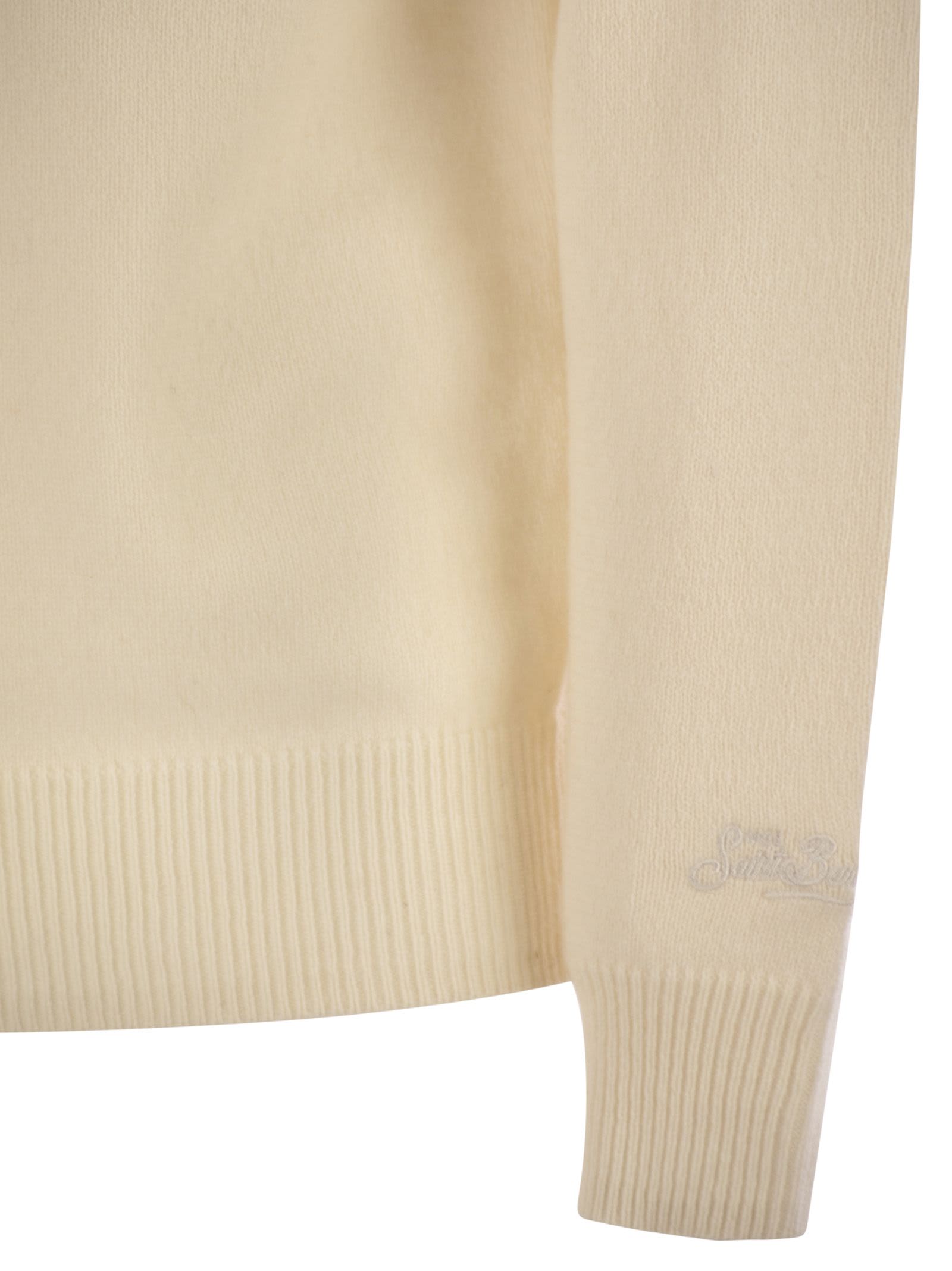 Mc2 Saint Barth Regent - Lambswool Crew Neck Jumper In White