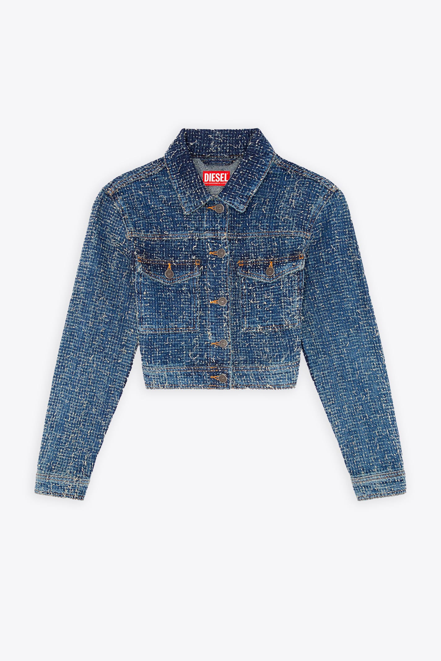 De-atel-s Blue denim jacket with bouclè finish - De Atel S