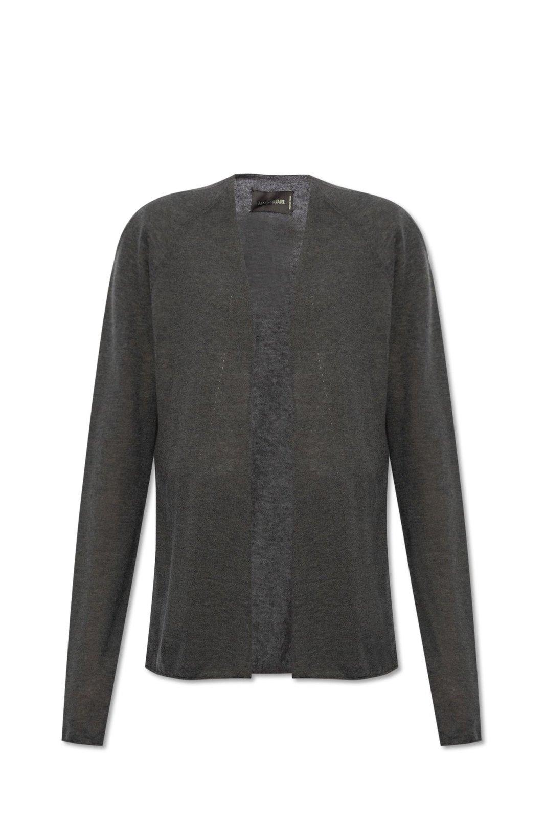 Shop Zadig &amp; Voltaire Open Front Knitted Cardigan In Grey/green