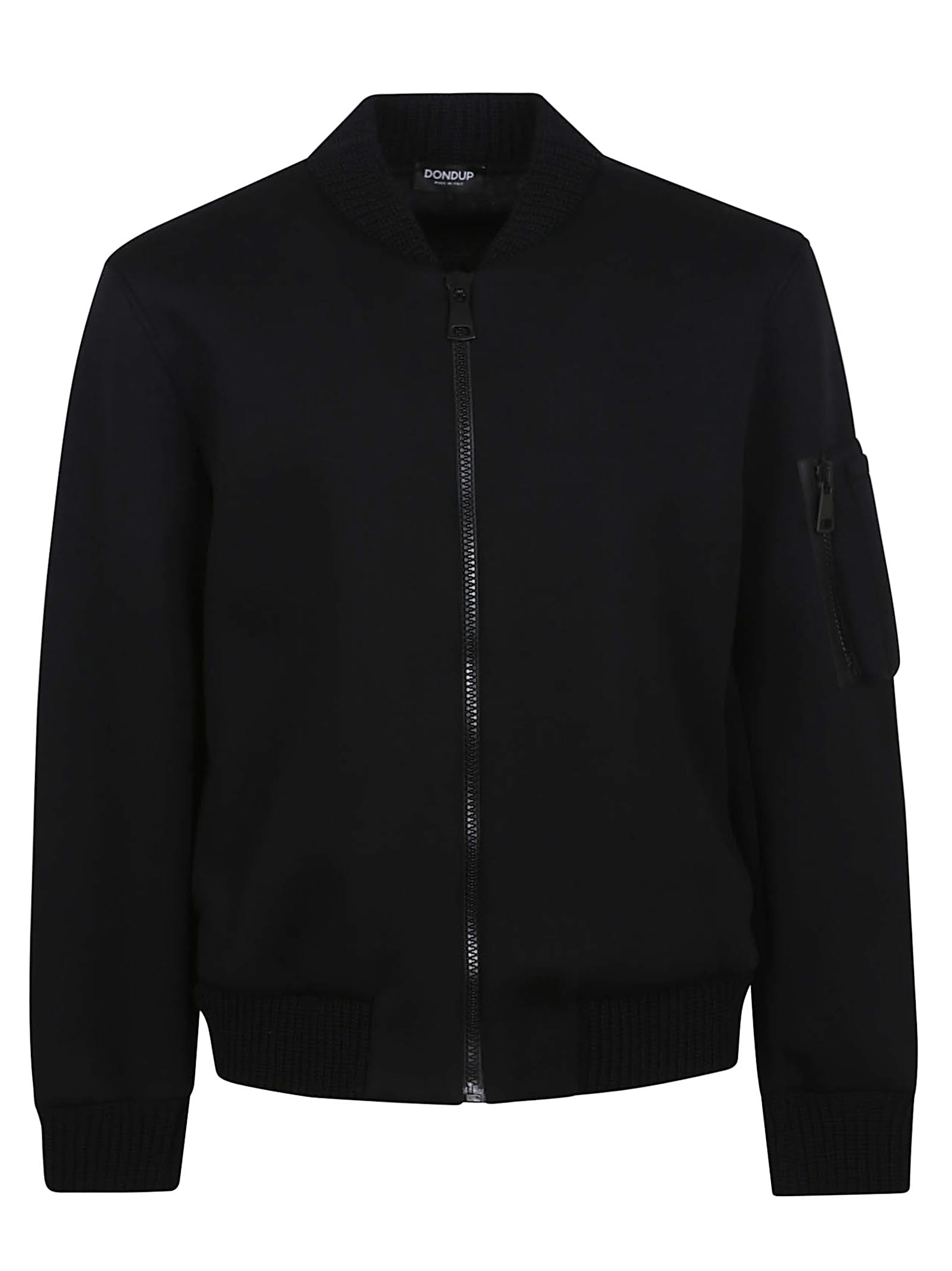 Dondup Neoprene Bomber Jacket With Ribbed Trim In Black