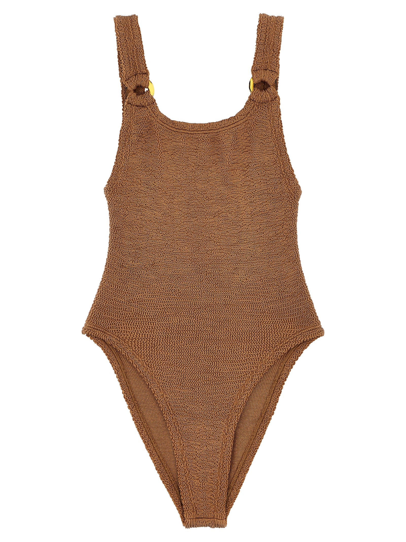 Shop Hunza G Domino Swim One-piece Swimsuit In Beige