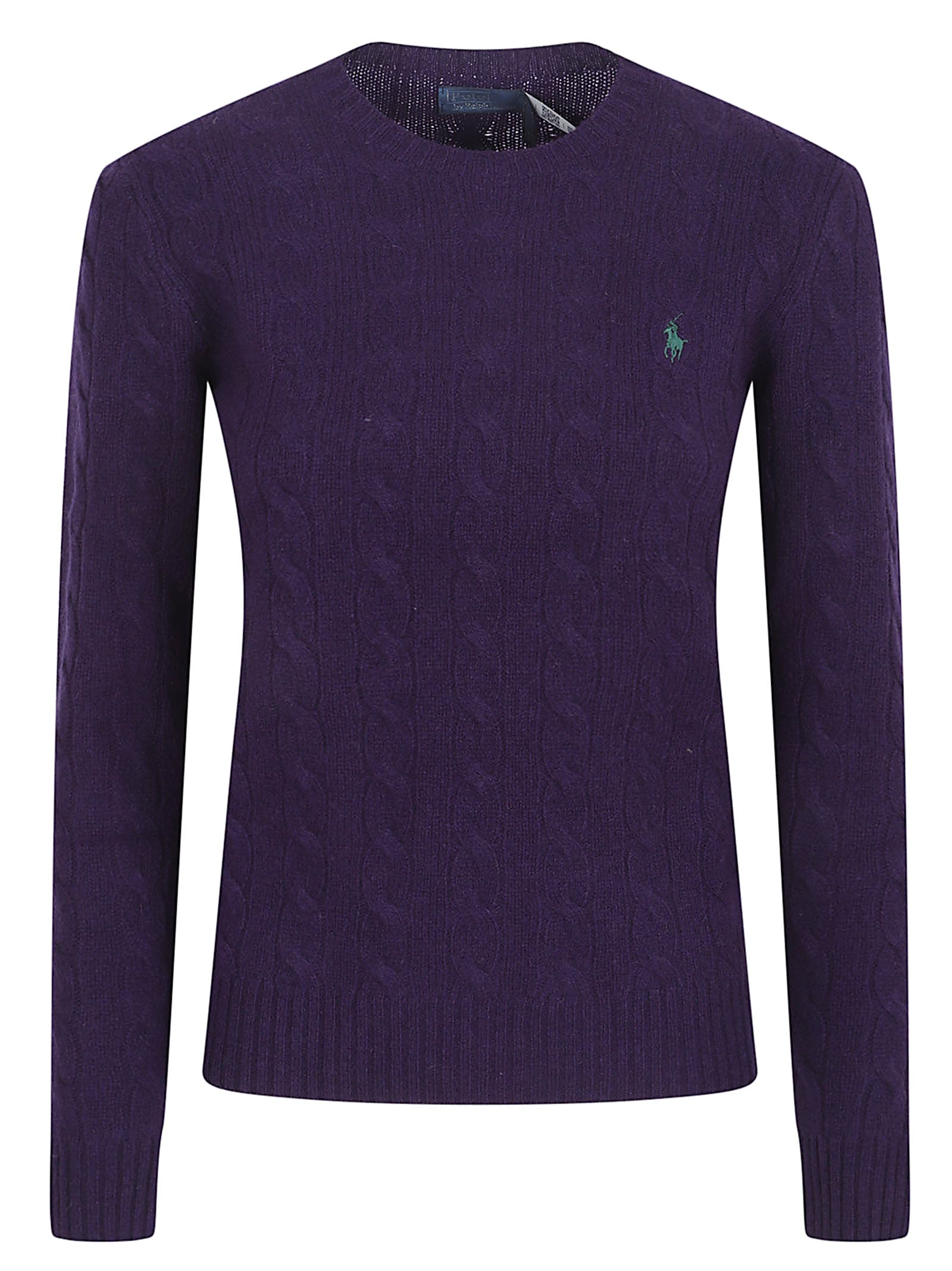 Polo Ralph Lauren Cable Knit Sweater With Crew Neckline In Purple