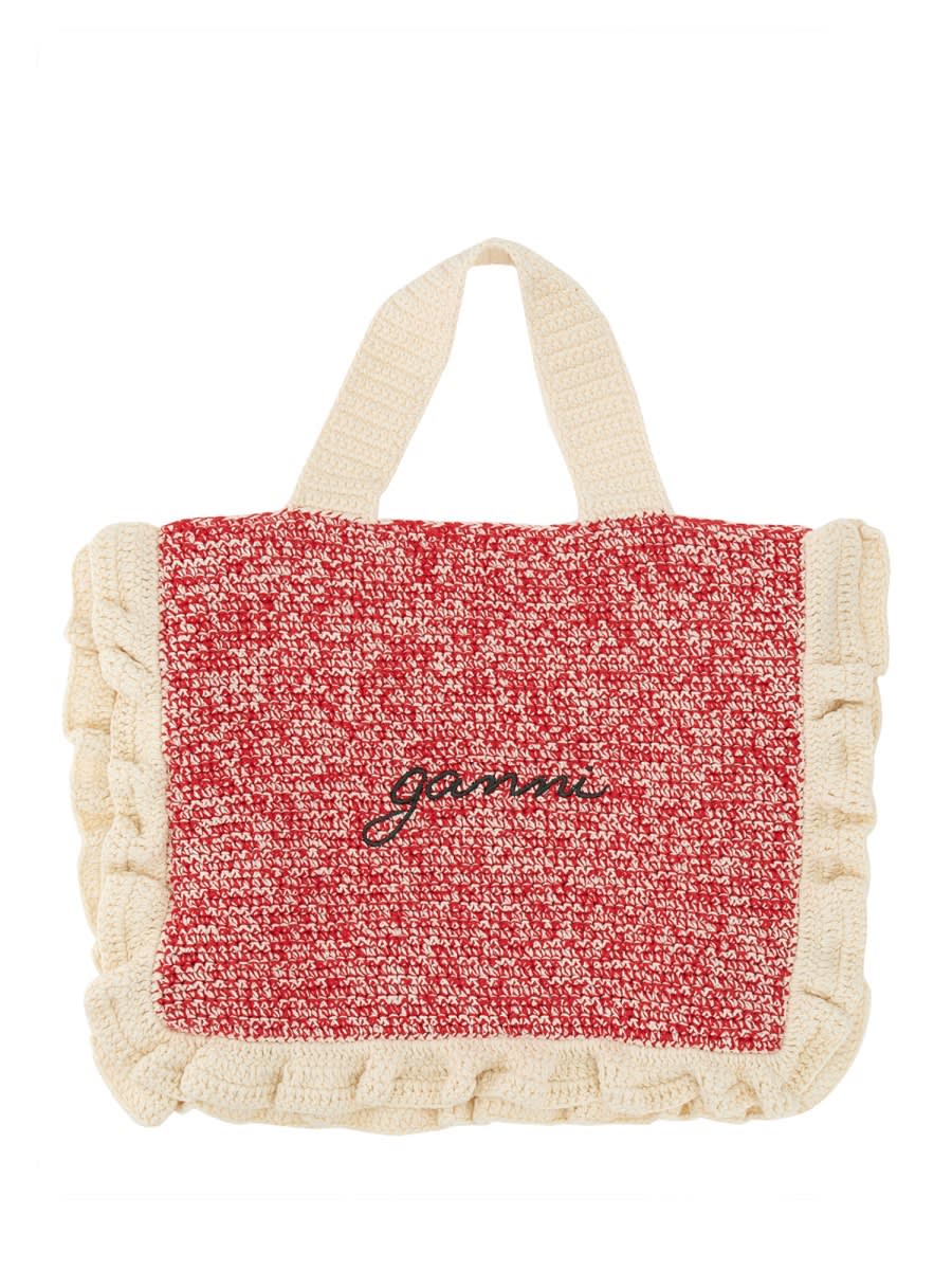 Shop Ganni Bag With Logo In Red