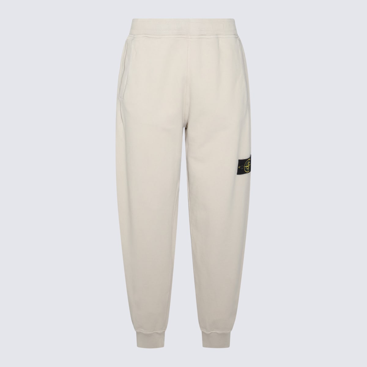 Shop Stone Island White Cotton Pants In Plaster