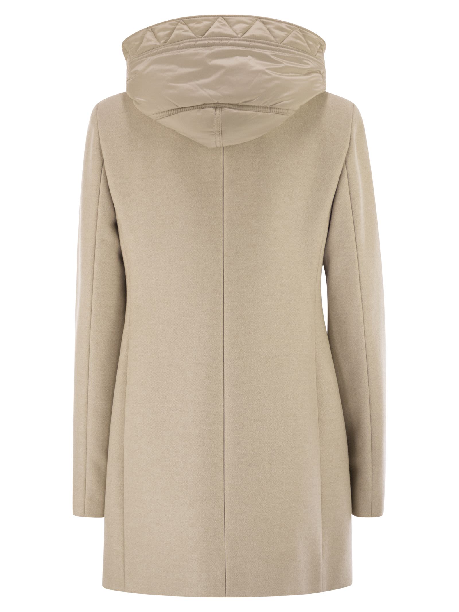 Fay Toggle Coat In Mélange Wool Cloth In Sand