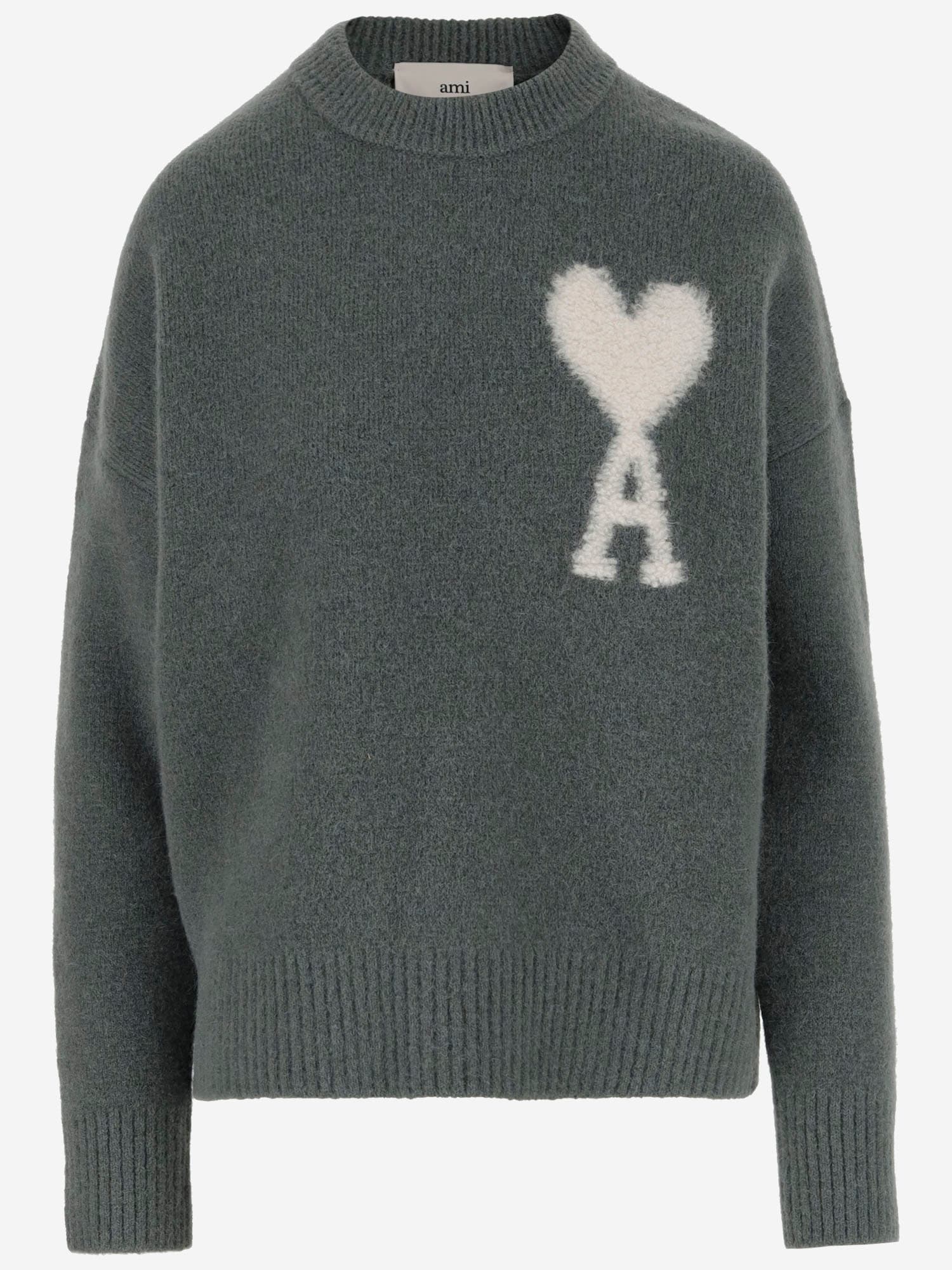 Shop Ami Alexandre Mattiussi Wool Blend Sweater In Green