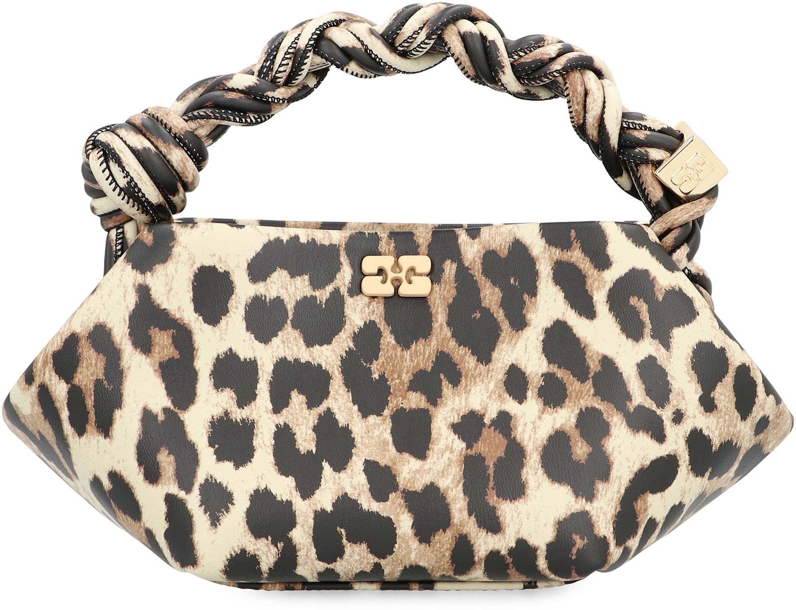 Ganni Bou Mini Animalier Handbag In Brown