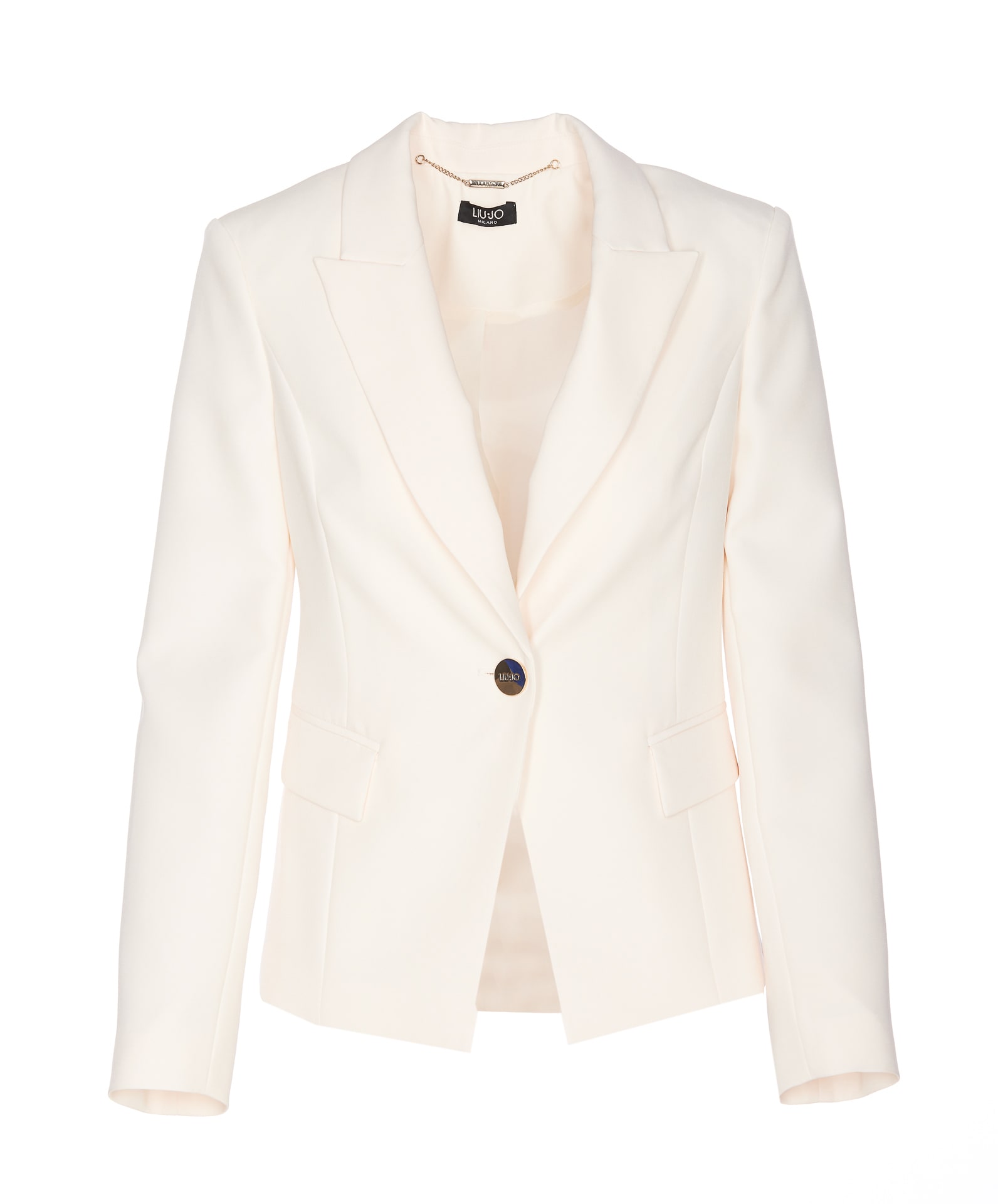 Shop Liu •jo Single Breasted Button Jacket In White