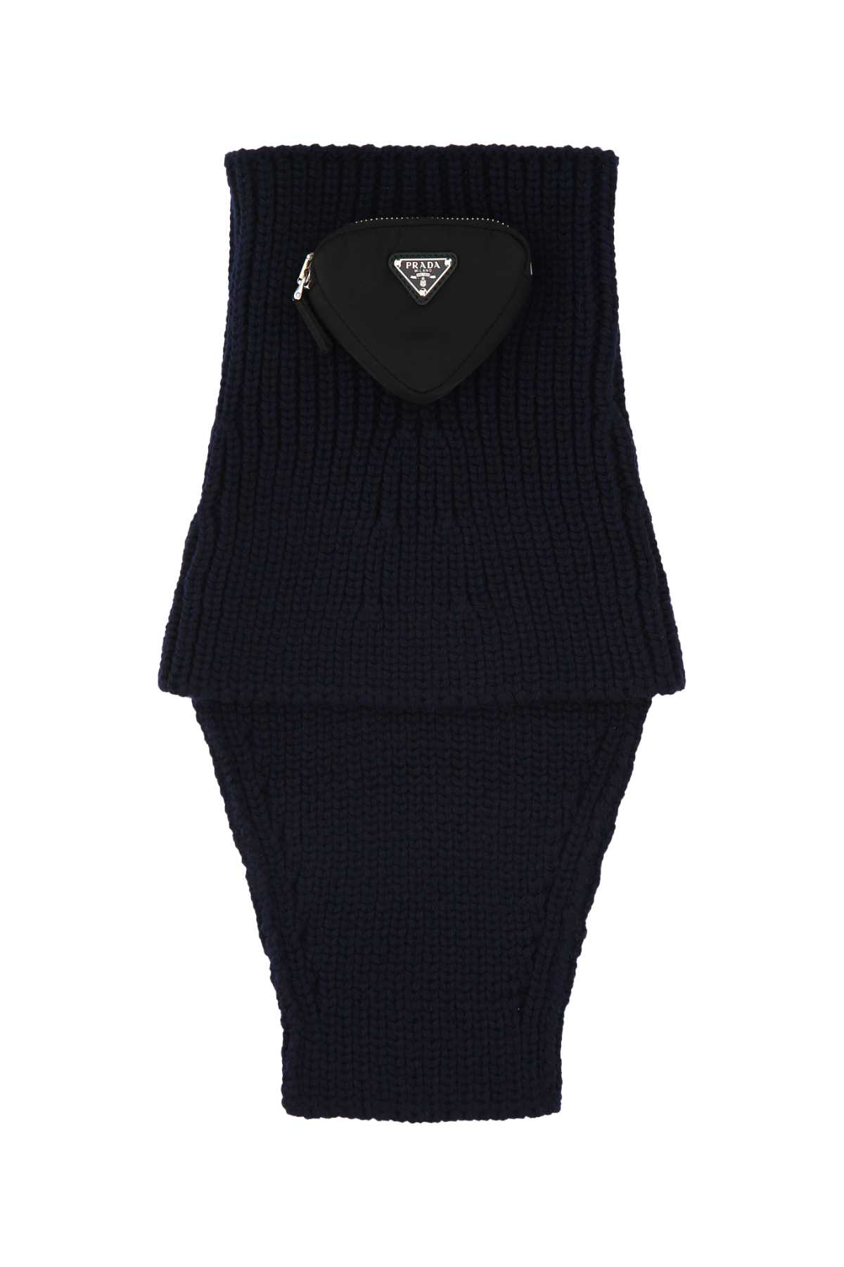 Shop Prada Midnight Blue Wool Neckwarmer In F0008