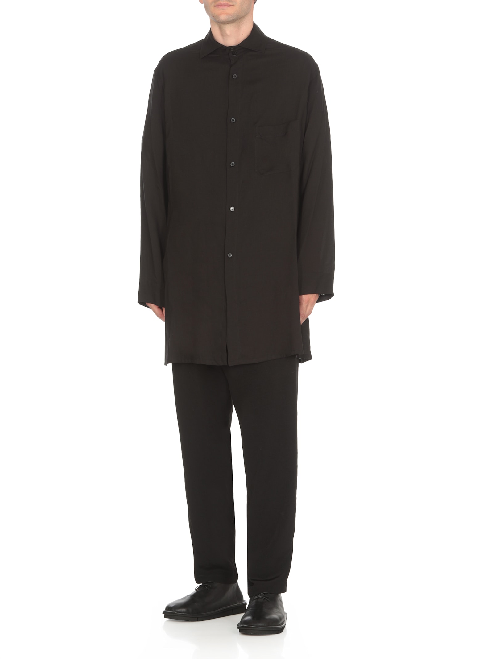 Shop Yohji Yamamoto Cellulose Overshirt In Black