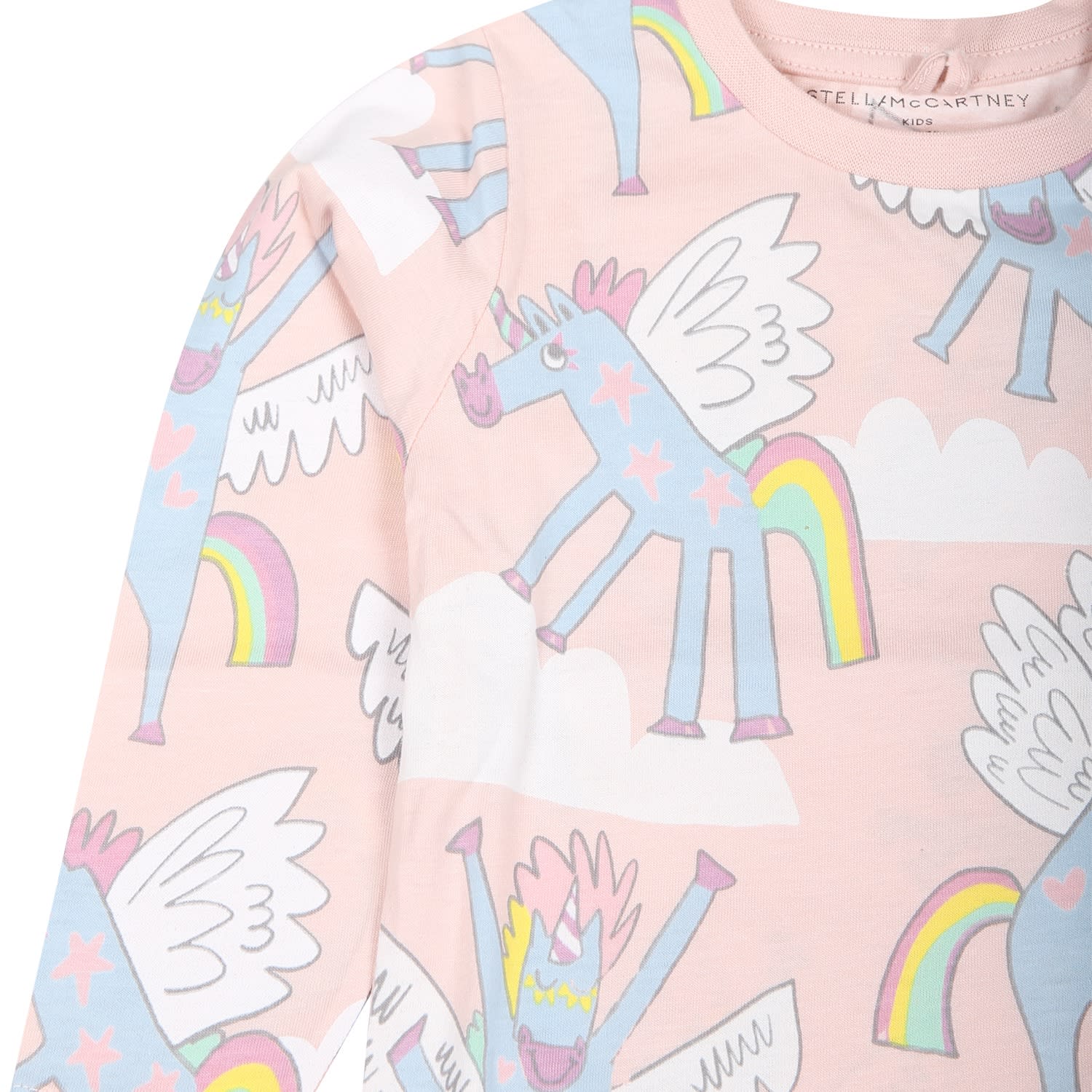 Shop Stella Mccartney Pink Suit For Baby Girl With Unicorn