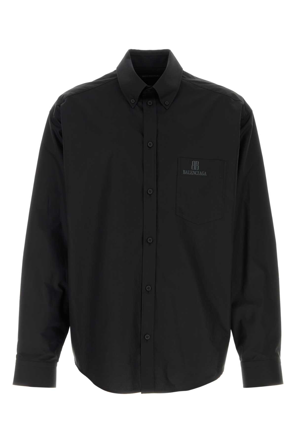 Balenciaga Black Cotton Shirt With Logo