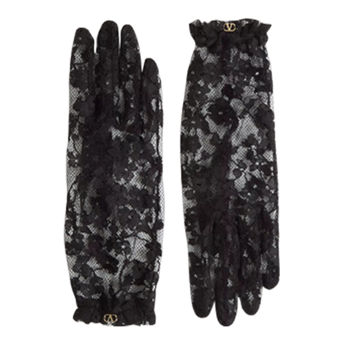 Valentino Garavani Floral-lace Gloves In Black